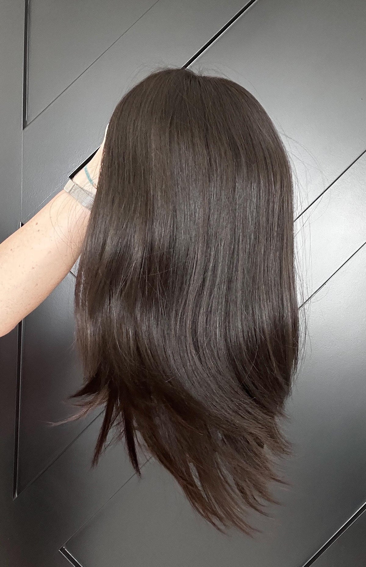 MASCARA 14” European human hair silk 8x8 topper, natural black high density 14” Final Sale