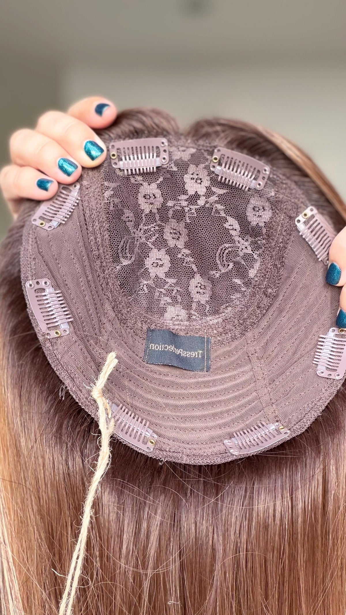 ELIZABETTA European Human Hair Topper | 8x8 Base | 4x4 Silk Top | 16” Length | Average Density | Warm dimensional brunette-blonde