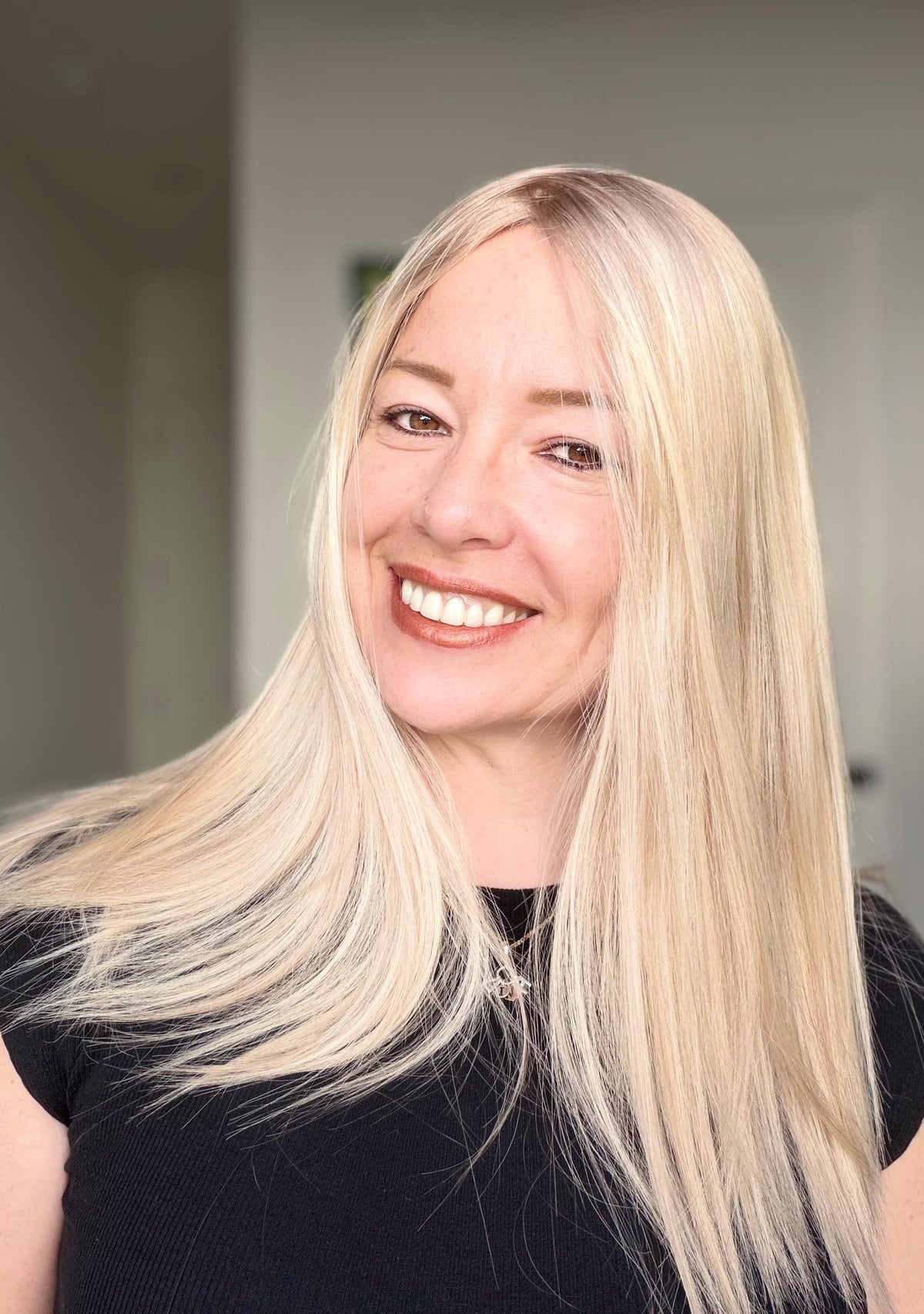 LIORA European Human Hair Topper | 8x8 Base | 4x4 Silk Top | 18” Length | Average Density | Scandinavian Ice Blonde