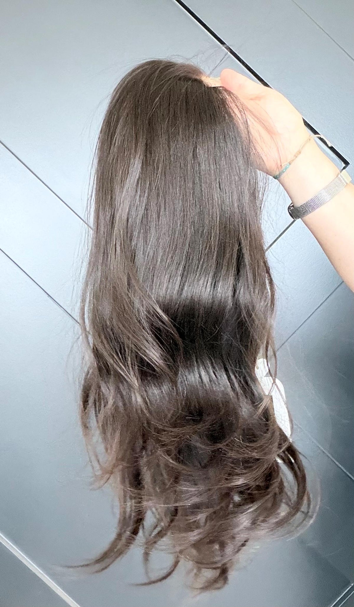 CHARLIE Ponytail Wig Full handtied European Remy Human Hair 13x6 Lace Front Dark Brown More Colors Available Vtabs 18-30” Bleached Knots