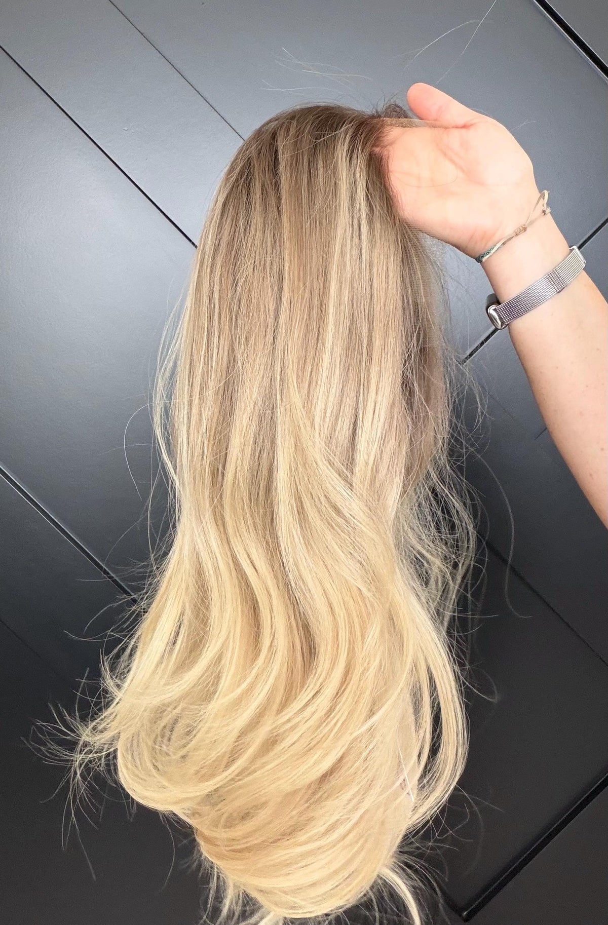 EMPRESS Layered Brazilian Virgin Human Hair Wig | Medium Density 5x5.5” Lace Top Wig | Blonde brown balayage | 18”-26” Bleached Knot