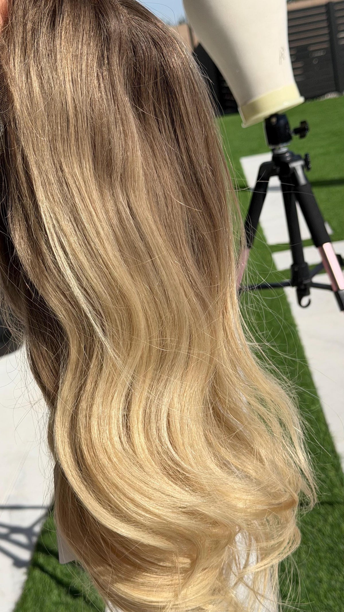EMPRESS Layered Brazilian Virgin Human Hair Wig | Medium Density 5x5.5” Lace Top Wig | Blonde brown balayage | 18”-26” Bleached Knot