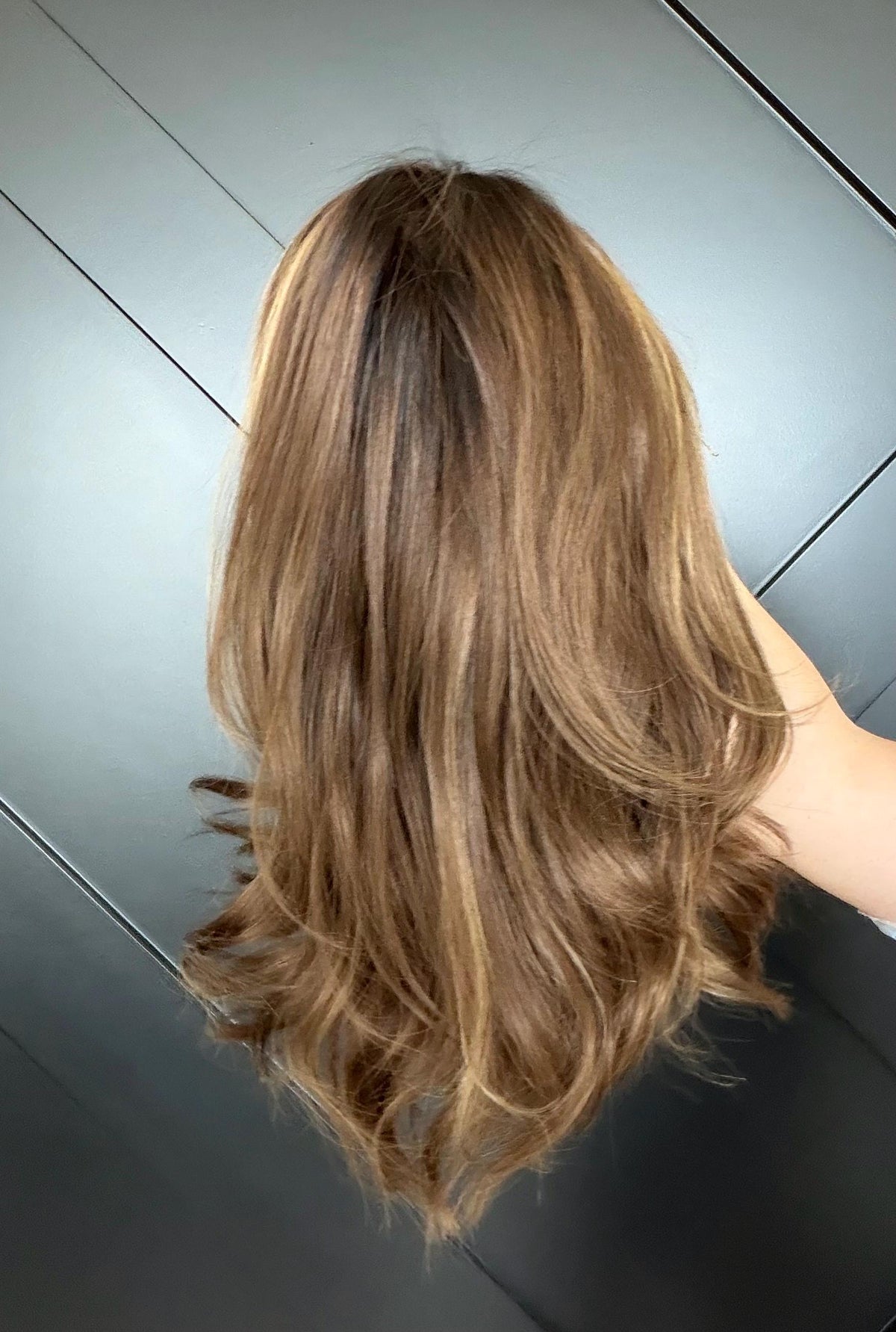 SOVEREIGN Layered Brazilian Virgin Human Hair Wig | Medium Density 5x5.5” Lace Top Wig | brown wig caramel balayage | 14”-26” Bleached Knot