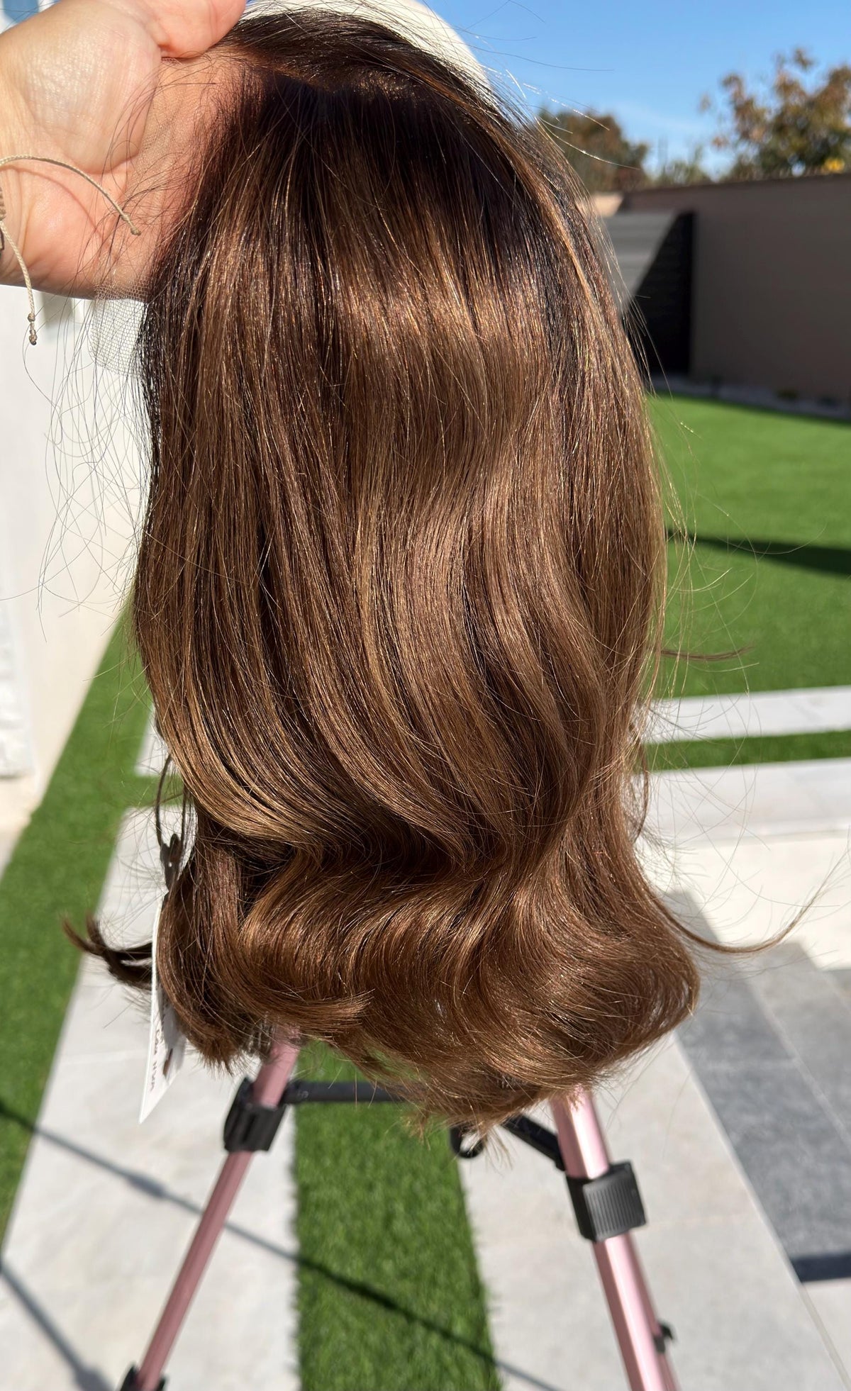 SOVEREIGN Layered Brazilian Virgin Human Hair Wig | Medium Density 5x5.5” Lace Top Wig | brown wig caramel balayage | 14”-26” Bleached Knot