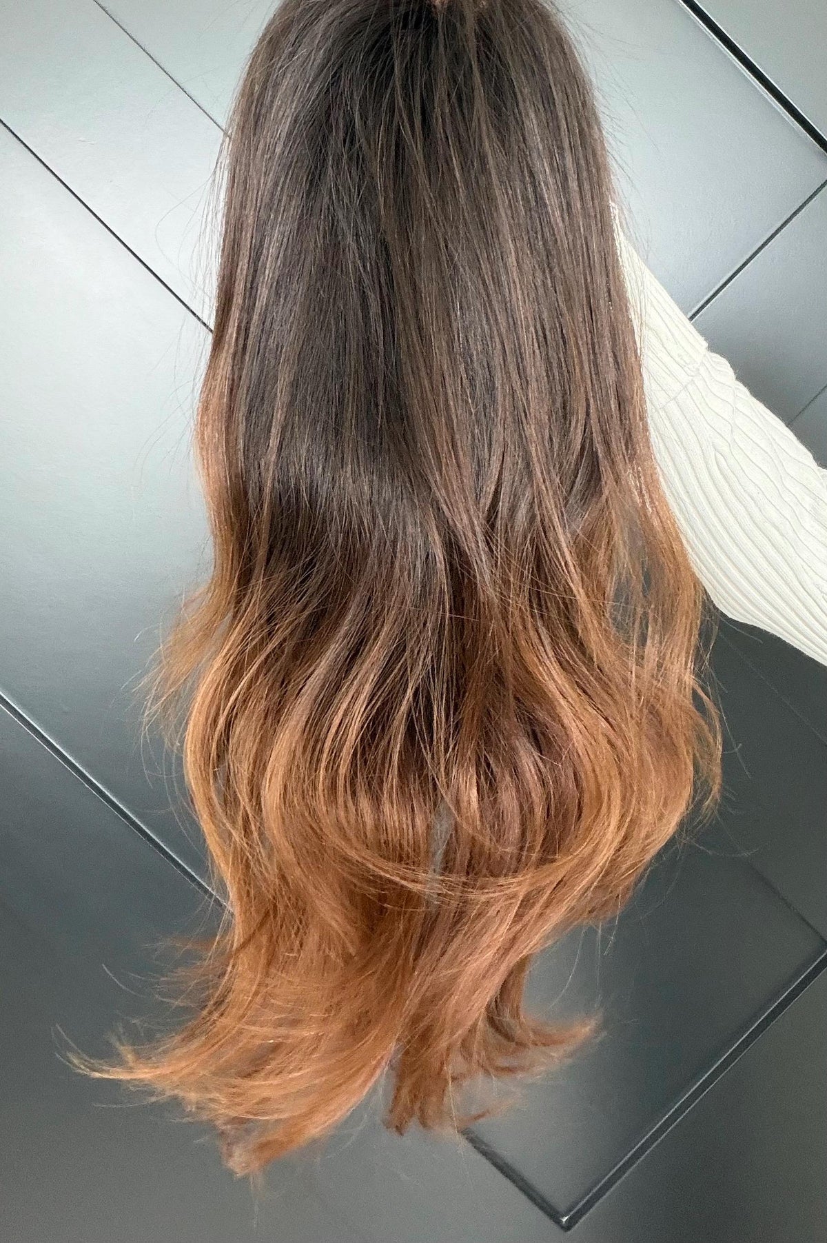 NERINA Layered Brazilian Virgin Human Hair Wig | Medium Density 13x6 Lace Front Wig | Rich Caramel Ombré Vtabs | 18”-26” Bleached Knots