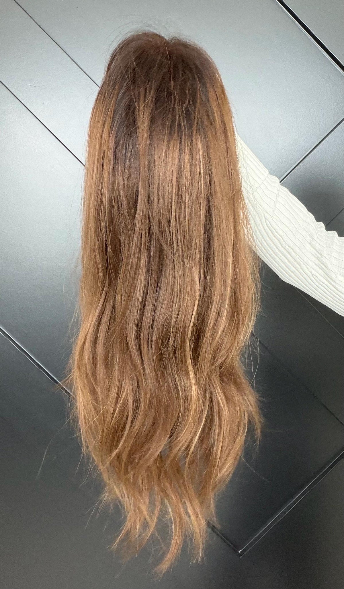 SELENE Layered Brazilian Virgin Human Hair Wig | Medium Density 13x6 Lace Front Wig | Warm cocoa brown Vtabs | 18”-26” Bleached Knots