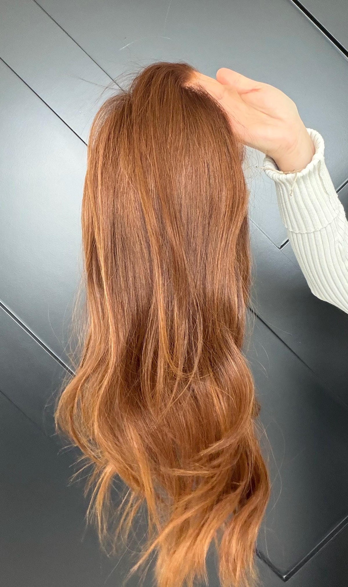 VALETTA Layered Brazilian Virgin Human Hair Wig | Medium Density 13x6 Lace Front Wig | Warm Copper Brown Vtabs | 18”-26” Bleached Knots