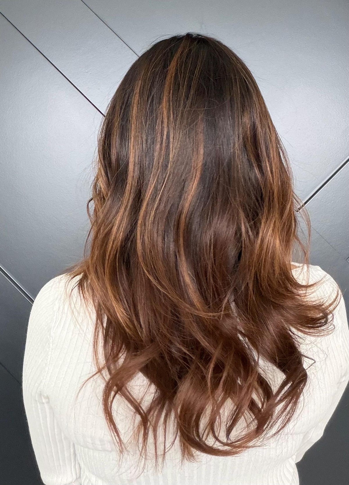 MONET Layered Brazilian Virgin Human Hair Wig | Medium Density 13x6 Lace Front Wig | Dark Brown Auburn Ombre Vtabs | 18”-26” Bleached Knots