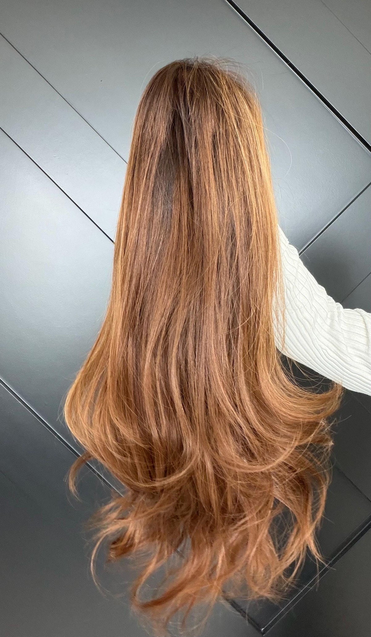BELARIA Layered Brazilian Virgin Human Hair Wig | Medium Density 13x6 Lace Front Wig | Two tone copper Vtabs | 18”-26” Bleached Knots