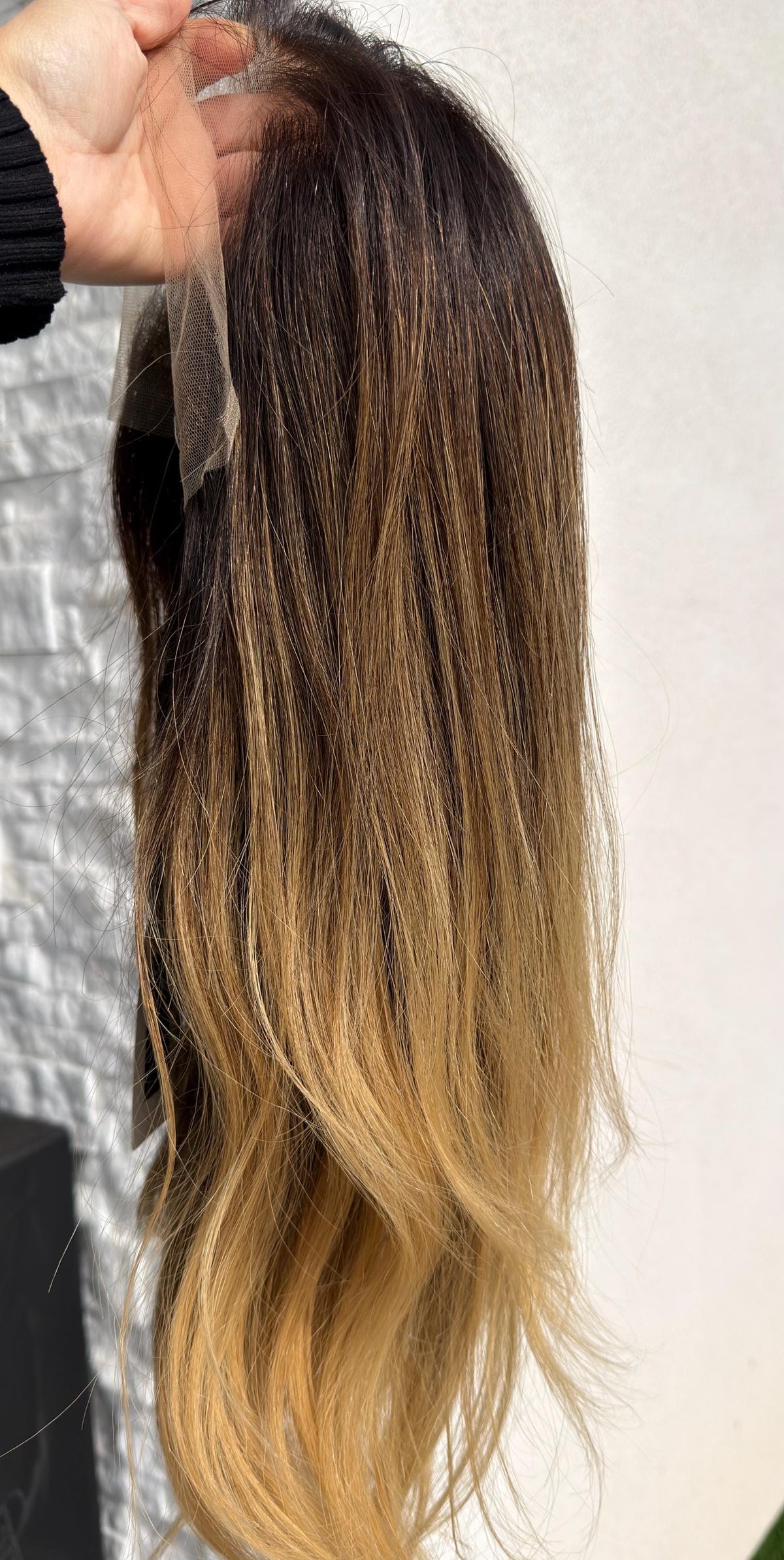 ELARA Layered Brazilian Virgin Human Hair Wig | Medium Density 13x6 Lace Front Wig | dark brown w/blonde balayage | 18”-26” Bleached Knots