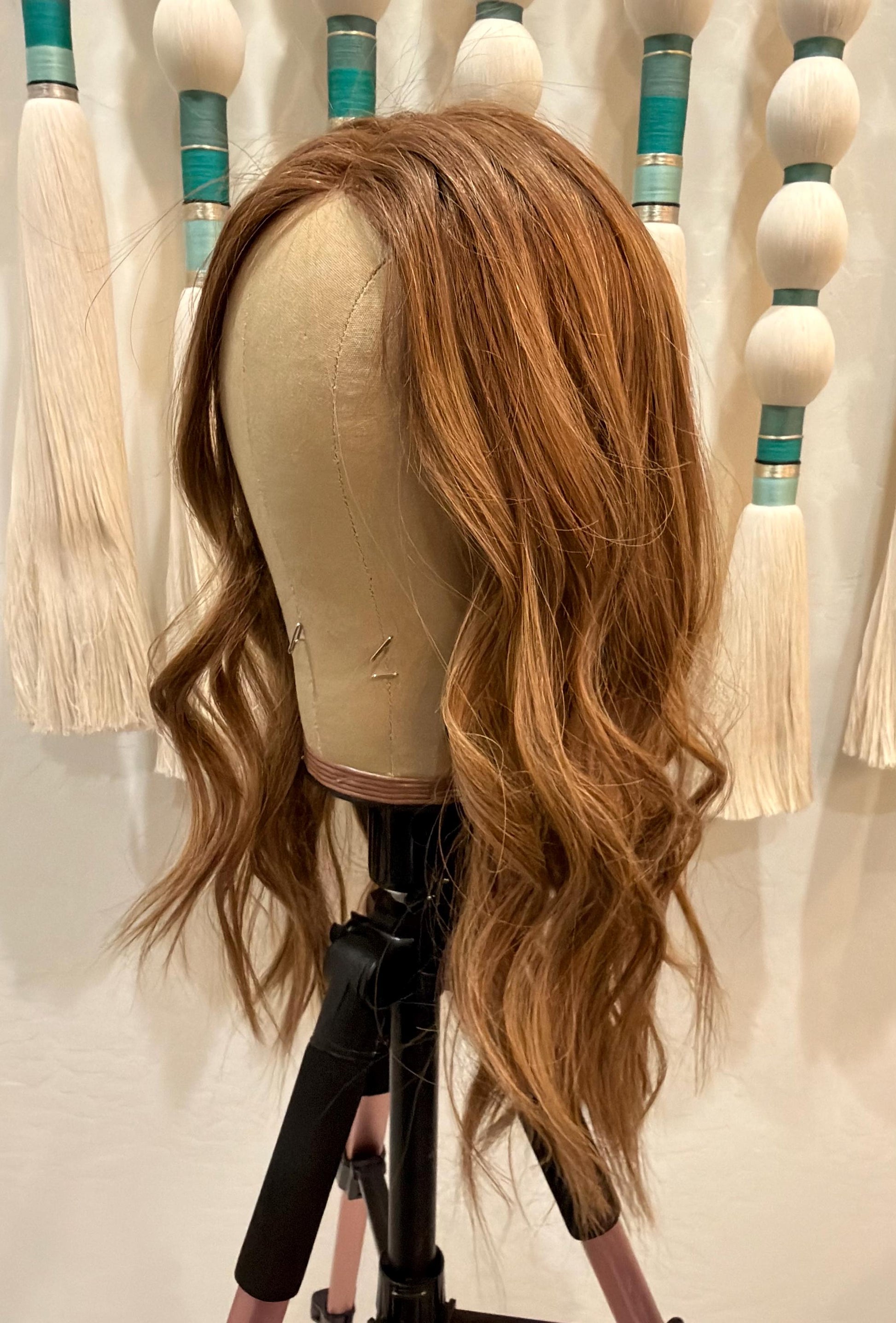 ERICA Custom-Made Clipless Human Hair Topper 18" | Glue-On Topper |8.75x 8.5 Monofilament | handtied Hairpiece density 170gm