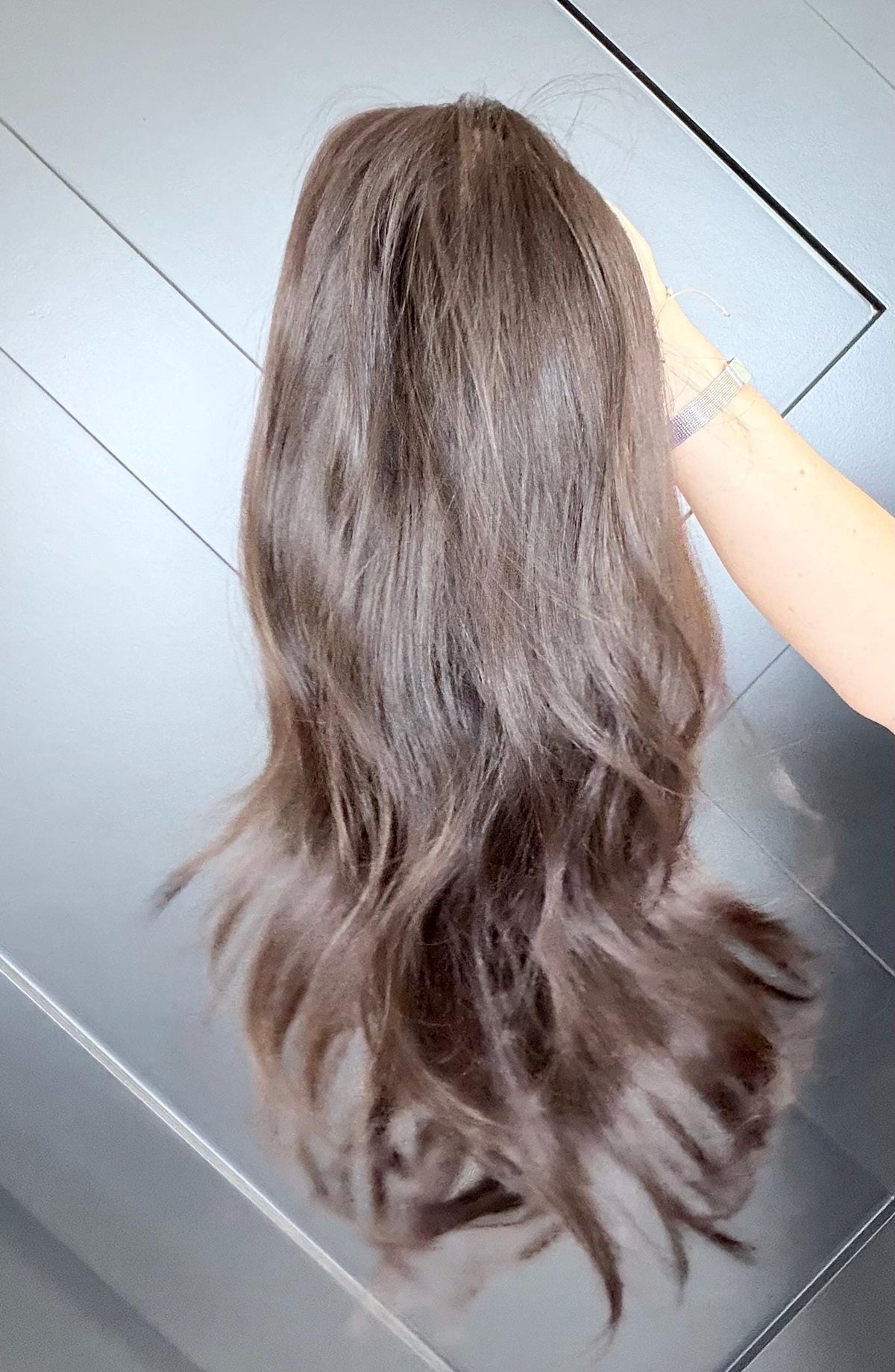 CHANTAL Layered Brazilian Virgin Human Hair Wig | Medium Density 13x6 Lace Front Wig | color#2 Dark Brown Vtabs | 20”-26” Bleached Knots