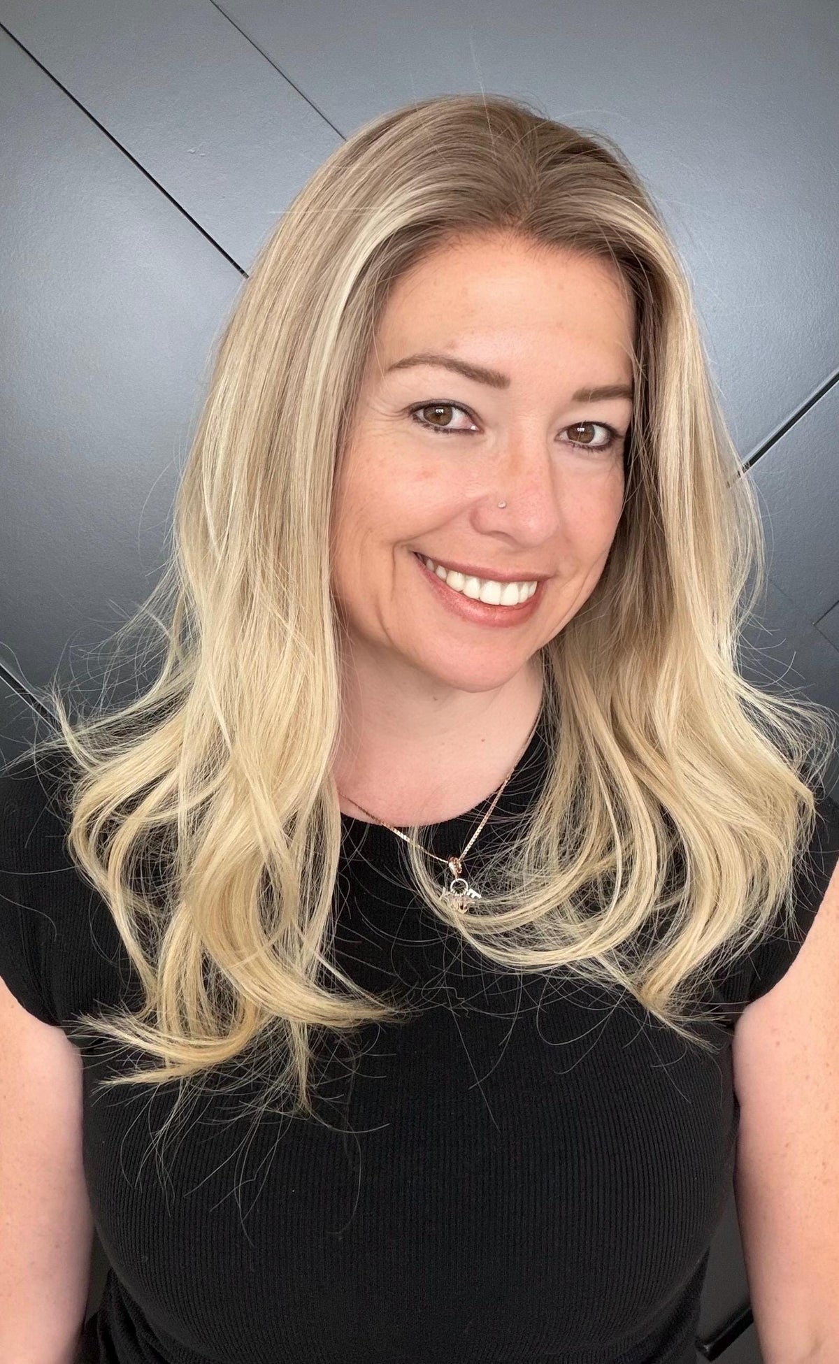 EMPRESS Layered Brazilian Virgin Human Hair Wig | Medium Density 5x5.5” Lace Top Wig | Blonde brown balayage | 18”-26” Bleached Knot