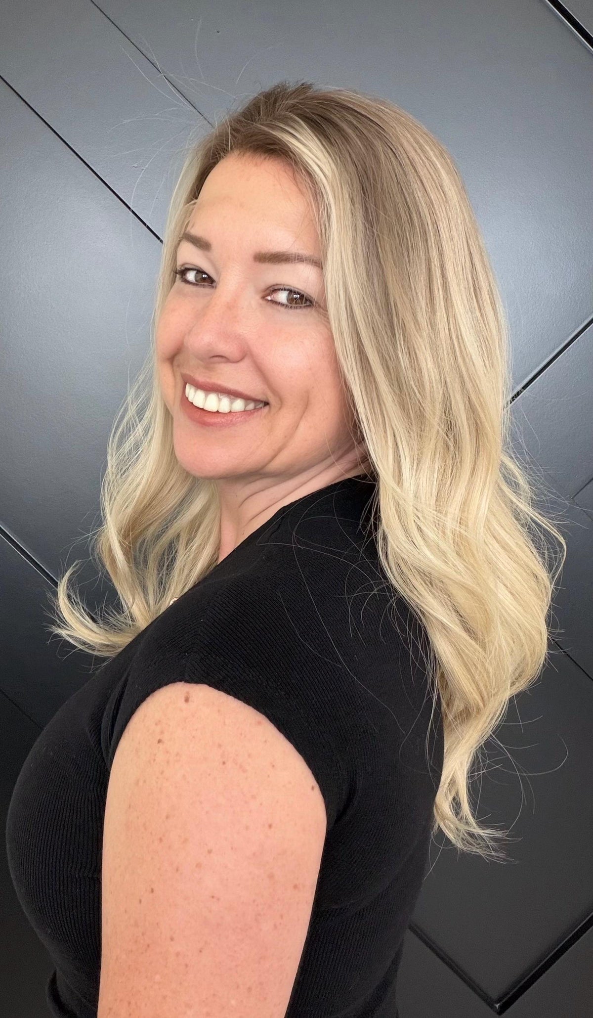EMPRESS Layered Brazilian Virgin Human Hair Wig | Medium Density 5x5.5” Lace Top Wig | Blonde brown balayage | 18”-26” Bleached Knot