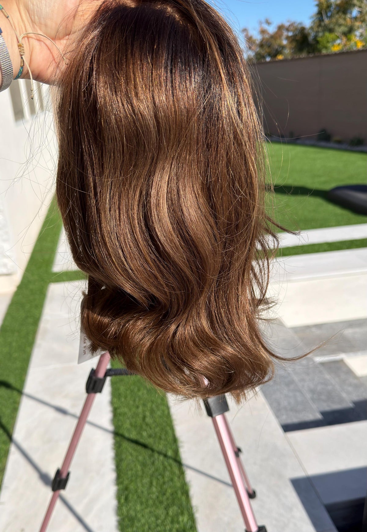 SOVEREIGN Layered Brazilian Virgin Human Hair Wig | Medium Density 5x5.5” Lace Top Wig | brown wig caramel balayage | 14”-26” Bleached Knot
