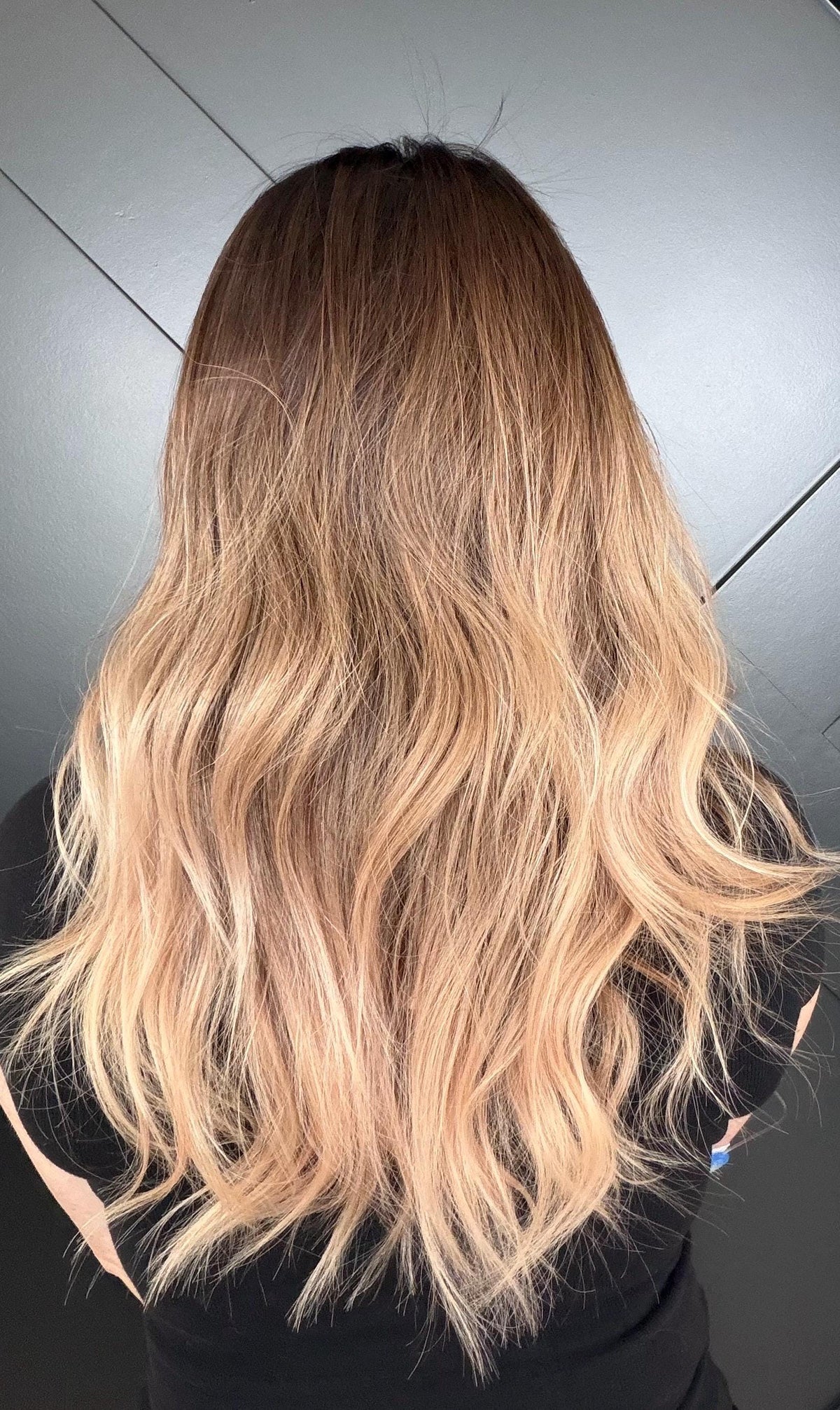 VEDA Layered Brazilian Virgin Human Hair Wig | Medium Density 13x6 Lace Front Wig | Warm blonde balayage Vtabs | 18”-26” Bleached Knots