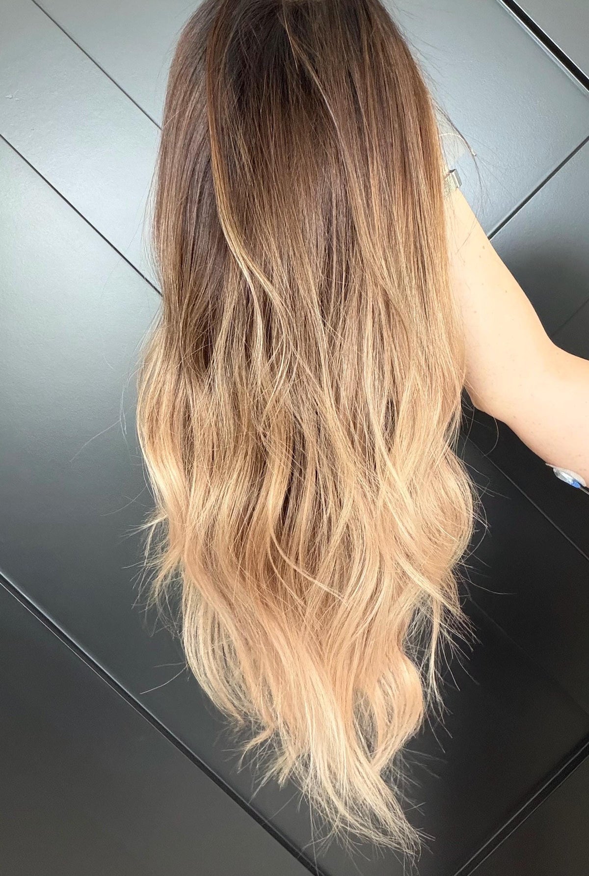 VEDA Layered Brazilian Virgin Human Hair Wig | Medium Density 13x6 Lace Front Wig | Warm blonde balayage Vtabs | 18”-26” Bleached Knots
