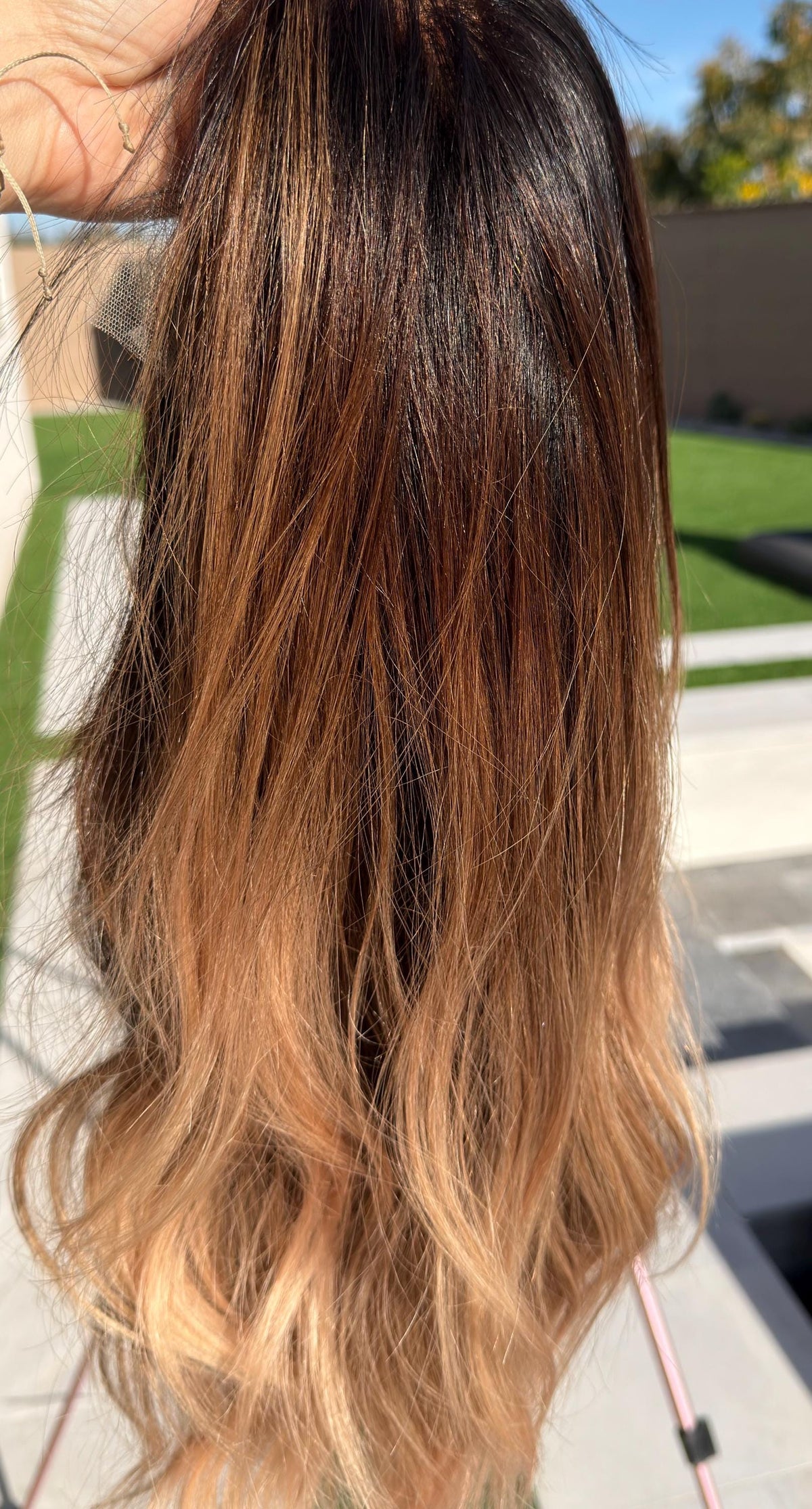 VEDA Layered Brazilian Virgin Human Hair Wig | Medium Density 13x6 Lace Front Wig | Warm blonde balayage Vtabs | 18”-26” Bleached Knots