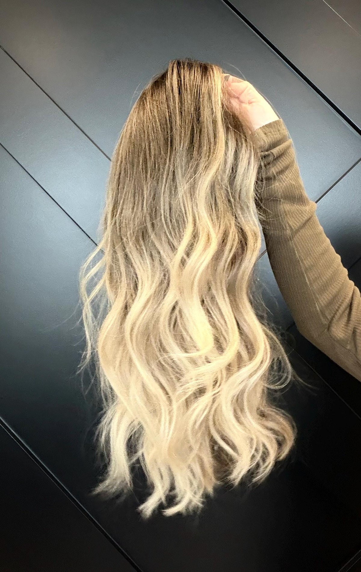 NADIA Layered Brazilian Virgin Human Hair Wig | Medium Density 5x5.5” Lace Top Wig | 18-26” Light Blonde Balayage