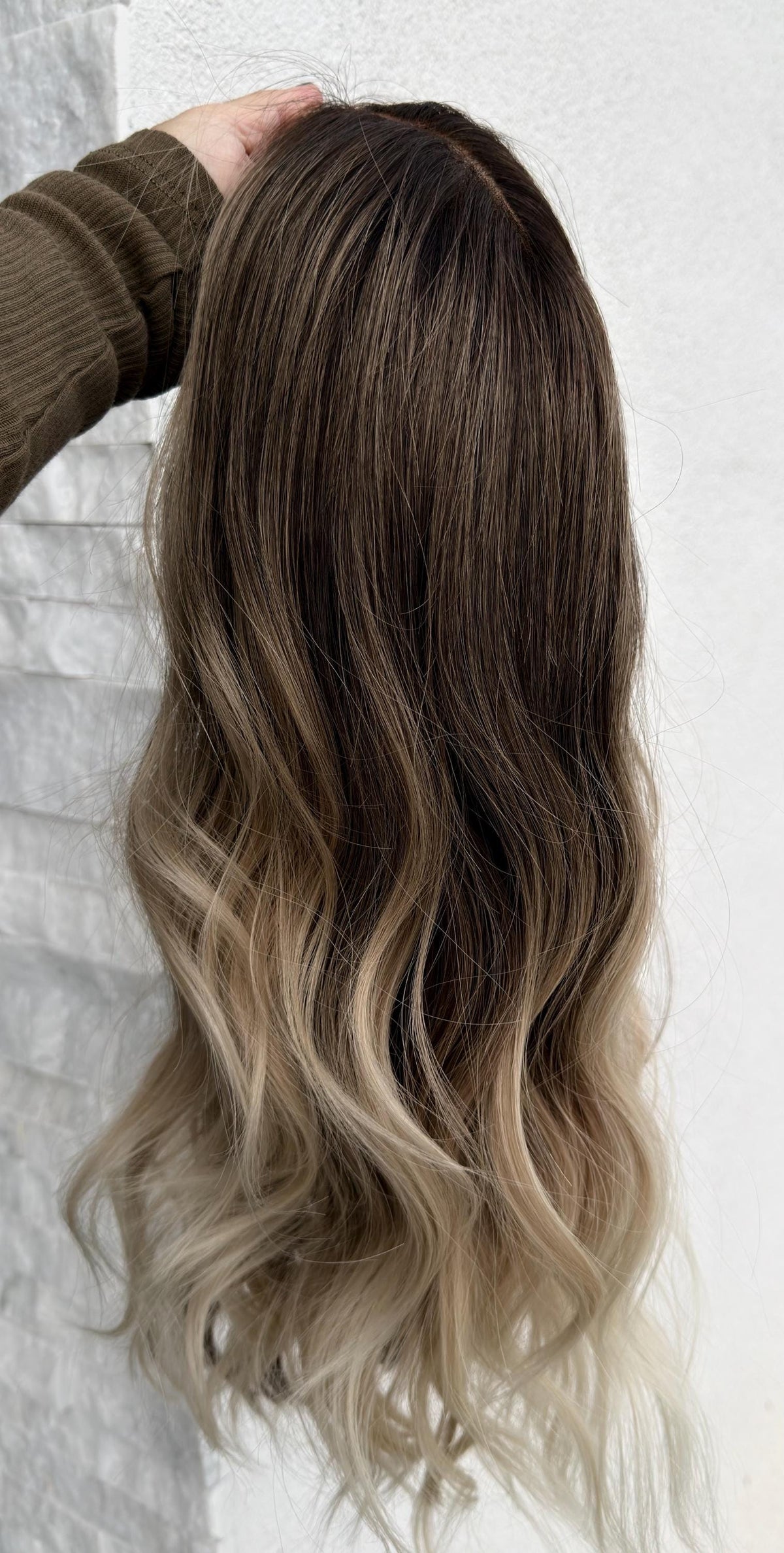 NADIA Layered Brazilian Virgin Human Hair Wig | Medium Density 5x5.5” Lace Top Wig | 18-26” Light Blonde Balayage