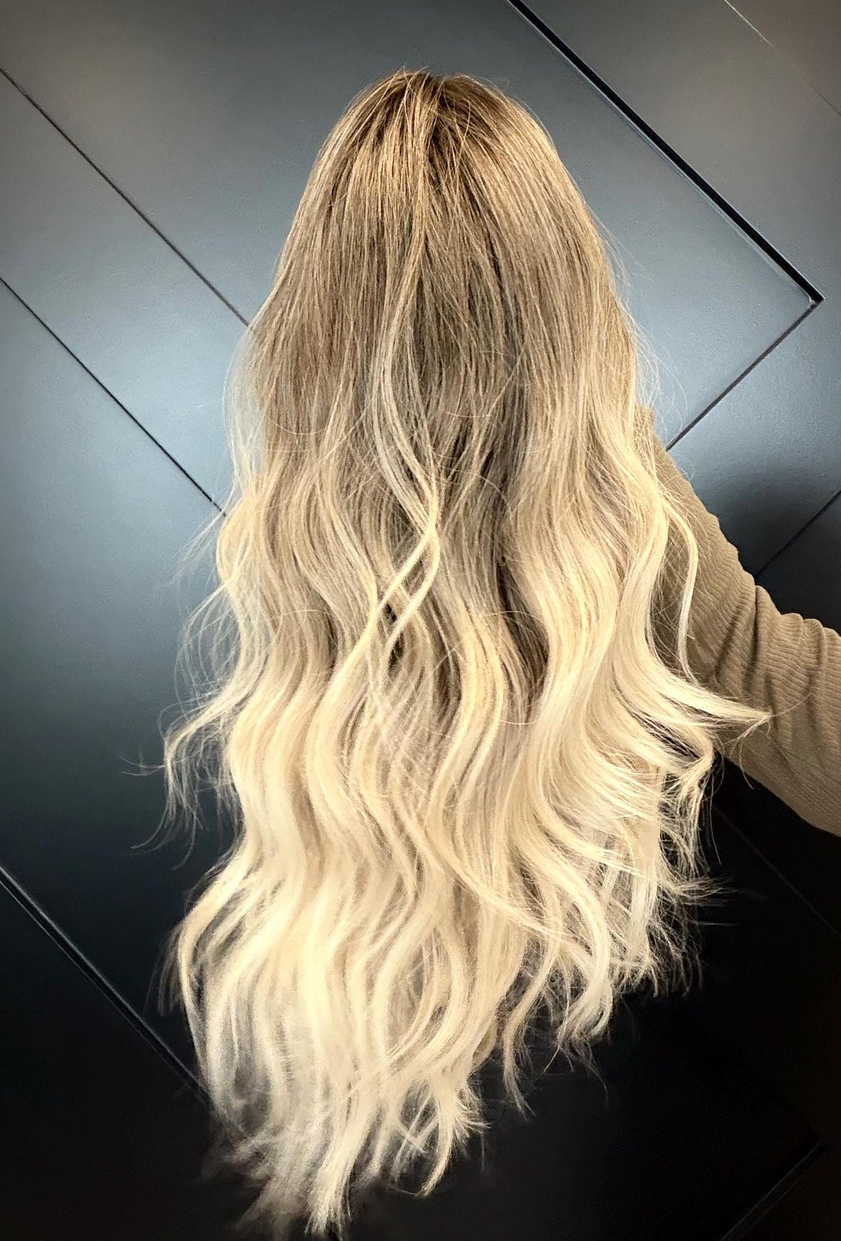 NADIA Layered Brazilian Virgin Human Hair Wig | Medium Density 5x5.5” Lace Top Wig | 18-26” Light Blonde Balayage