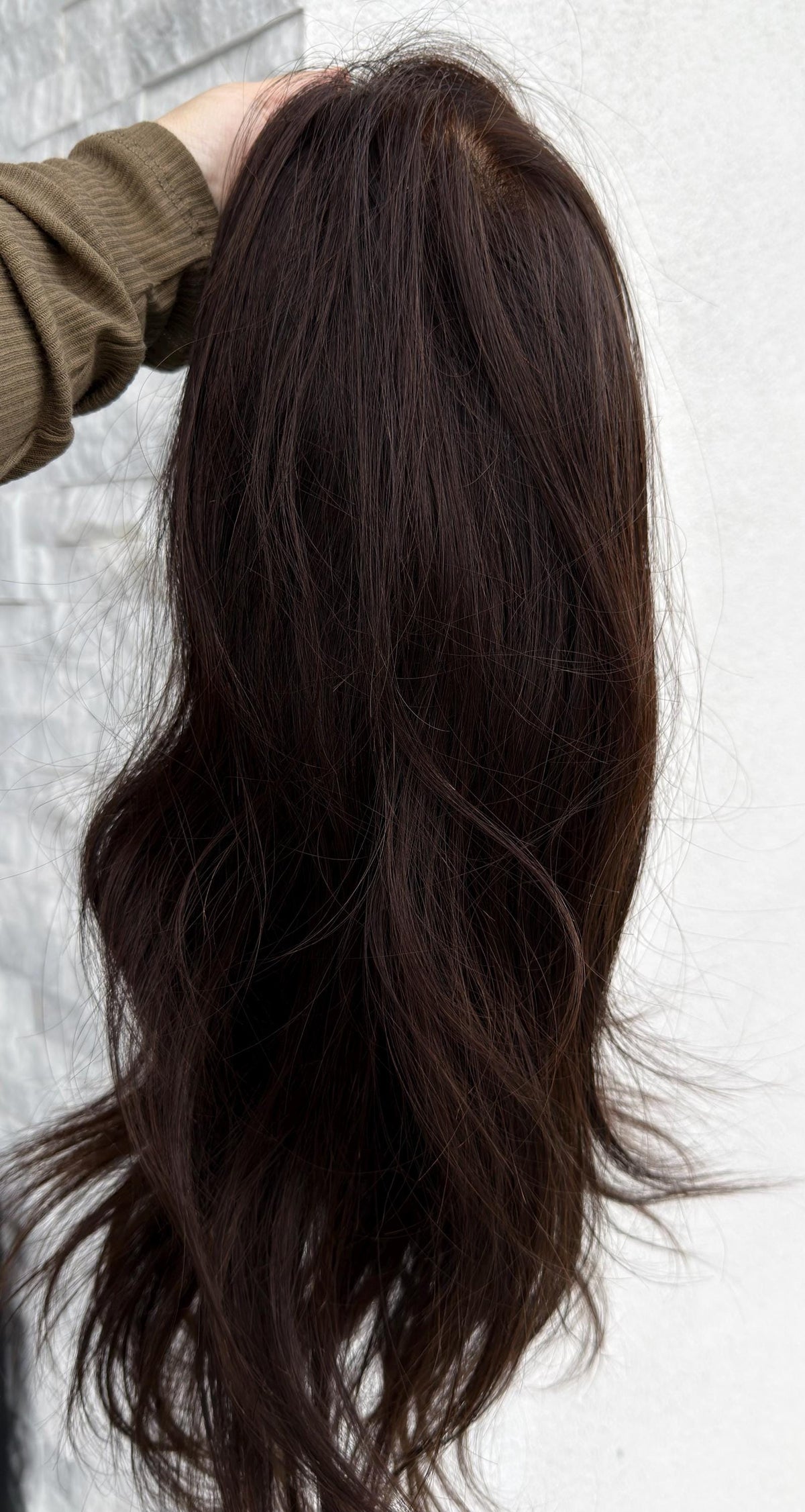 NUR Layered Brazilian Virgin Human Hair Wig | Medium Density 5x5.5 Front Lace Wig | color#2.5 Dark Brown | 18”-26” Bleached Knots