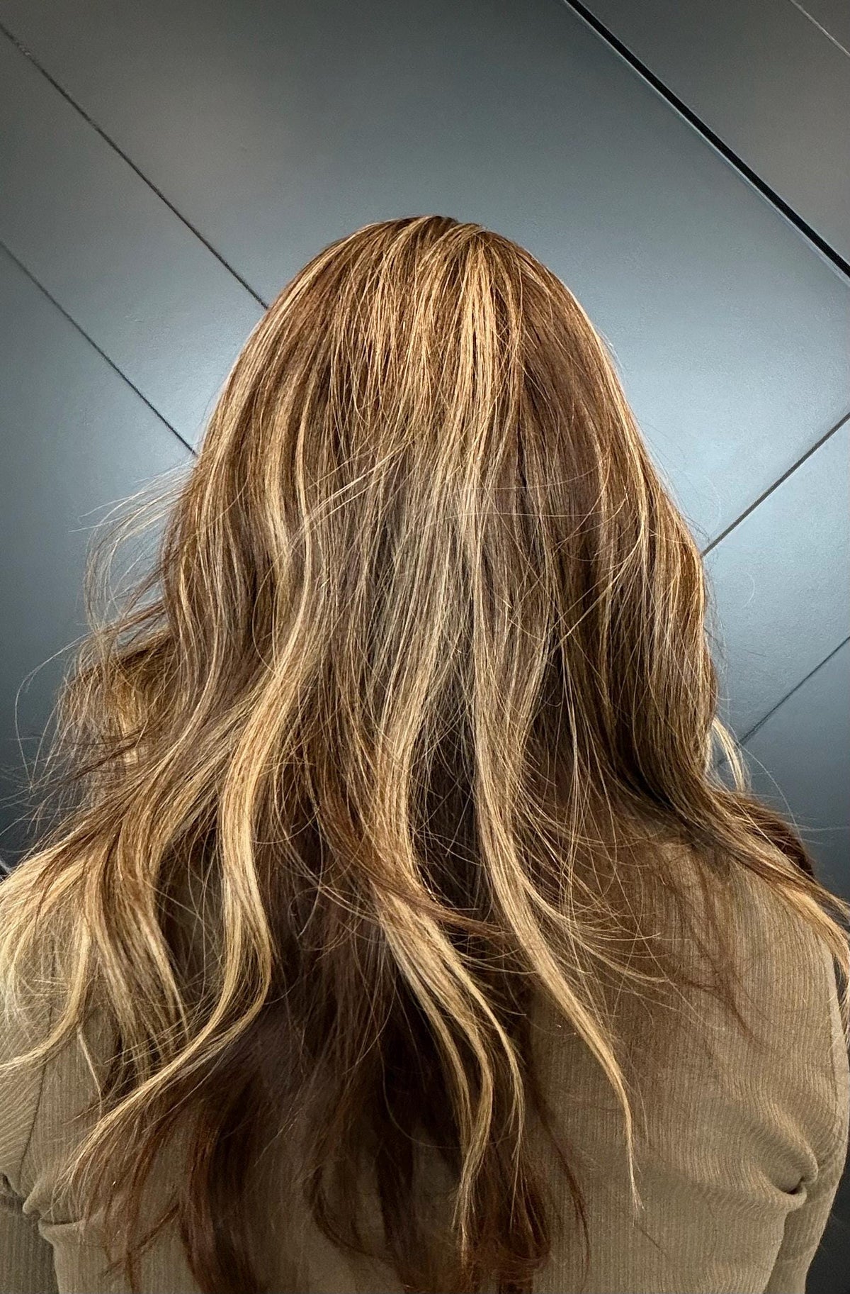 JANA Layered Brazilian Virgin Human Hair Wig | Medium Density 5x5.5” Lace Top Wig | Warm bronde balayage | 18”-26” Bleached Knot