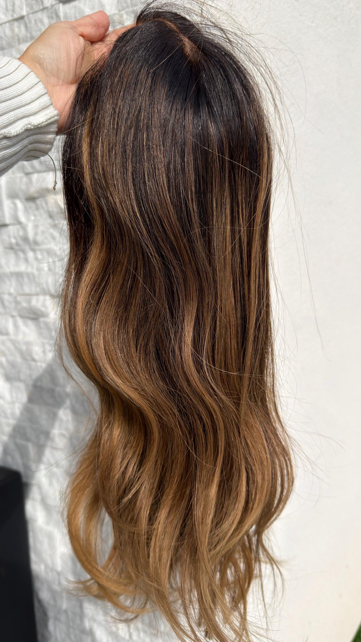 ARIA Layered Brazilian Virgin Human Hair Wig | Medium Density 13x6 Lace Front Wig | Soft Cool Bronde Vtabs | 18”-26” Bleached Knots