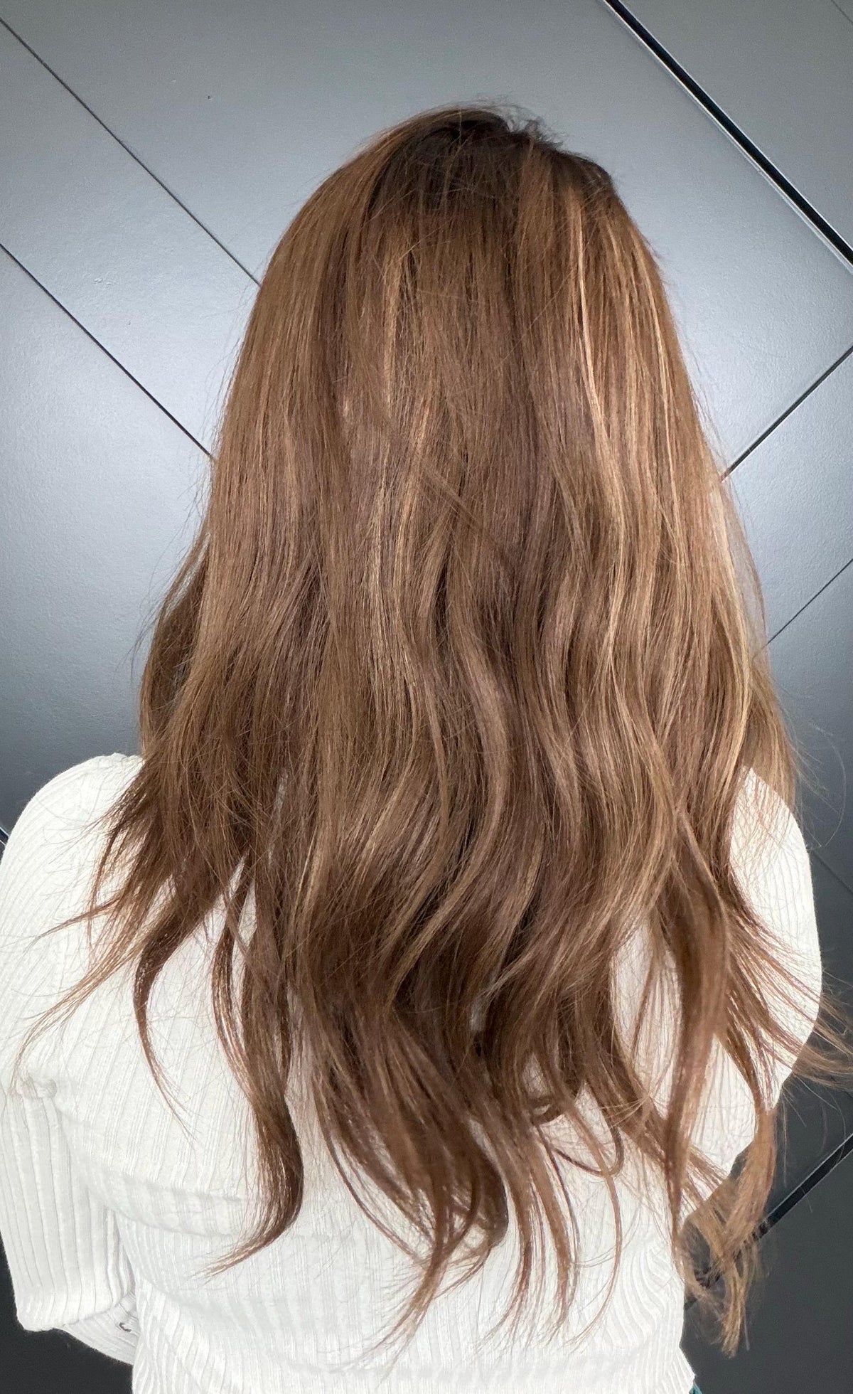 SELENE Layered Brazilian Virgin Human Hair Wig | Medium Density 13x6 Lace Front Wig | Warm cocoa brown Vtabs | 18”-26” Bleached Knots