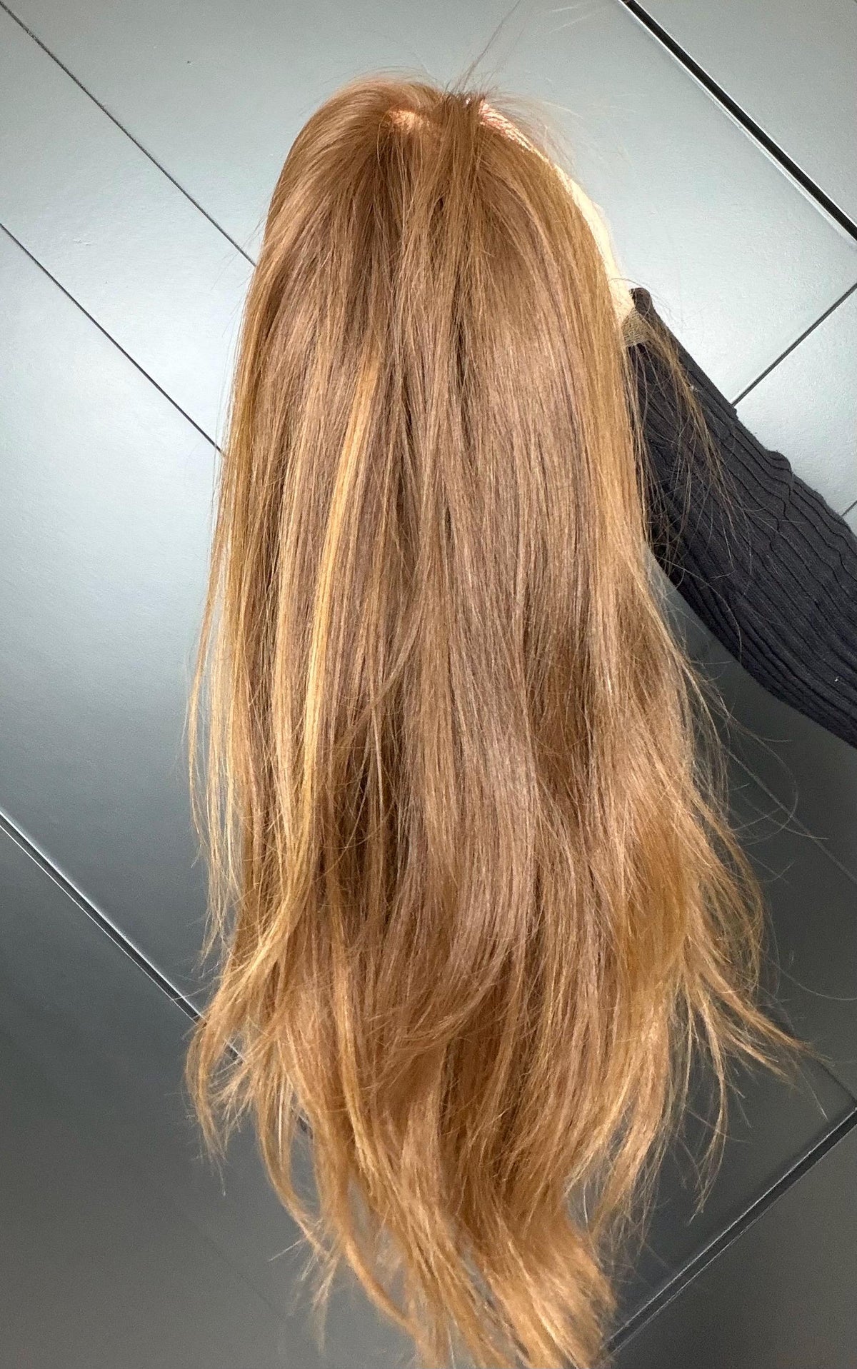 SURI Layered Brazilian Virgin Human Hair Wig | Medium Density 13x6 Lace Front Wig | Honey Brown Blend Vtabs | 18”-26” Bleached Knots