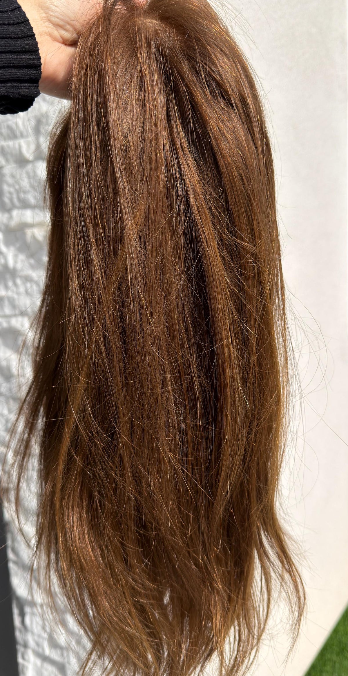 SURI Layered Brazilian Virgin Human Hair Wig | Medium Density 13x6 Lace Front Wig | Honey Brown Blend Vtabs | 18”-26” Bleached Knots