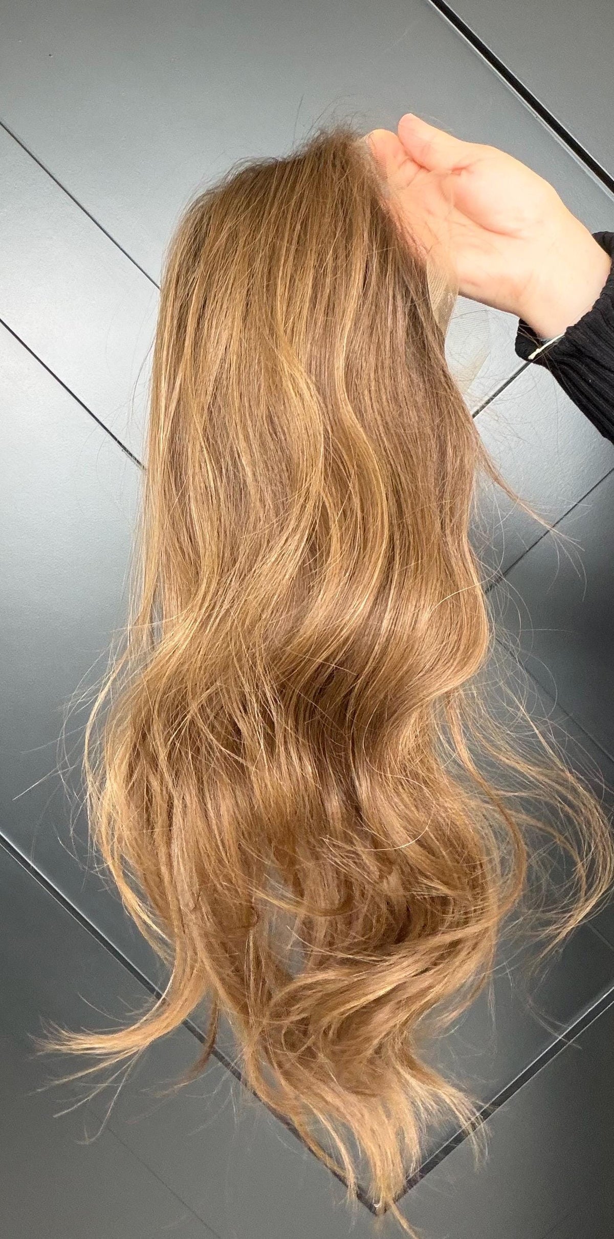 AVELINE Layered Brazilian Virgin Human Hair Wig | Medium Density 13x6 Lace Front Wig Vtabs | 18”-26” Bleached Knots Light Cocoa with Honey