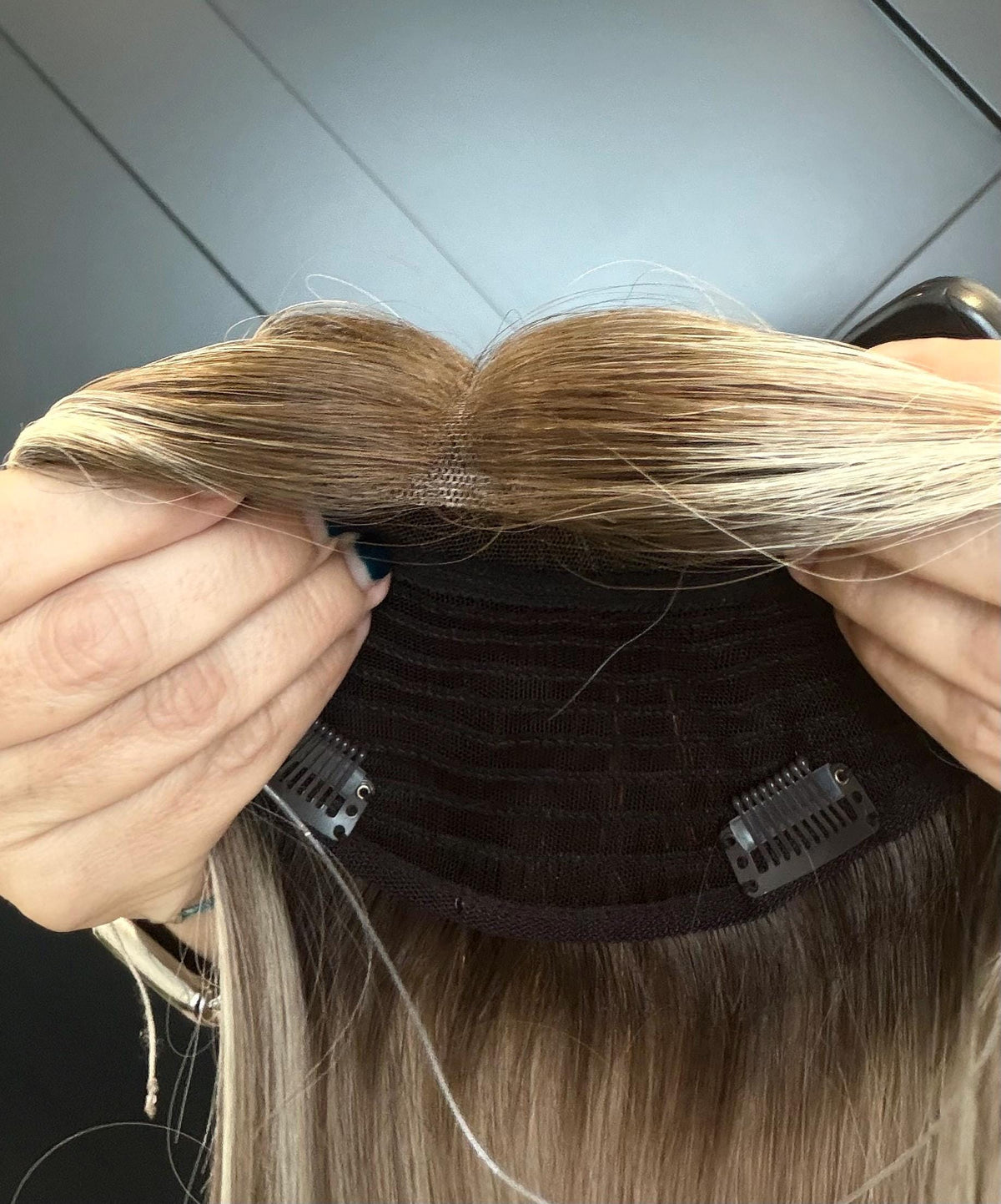 BAILEY Slavic Human Hair Topper 12”-14"-16" | 6.5”x7” Closed Lace with Halo| Low Density | Medium Bronde with Golden Highlights