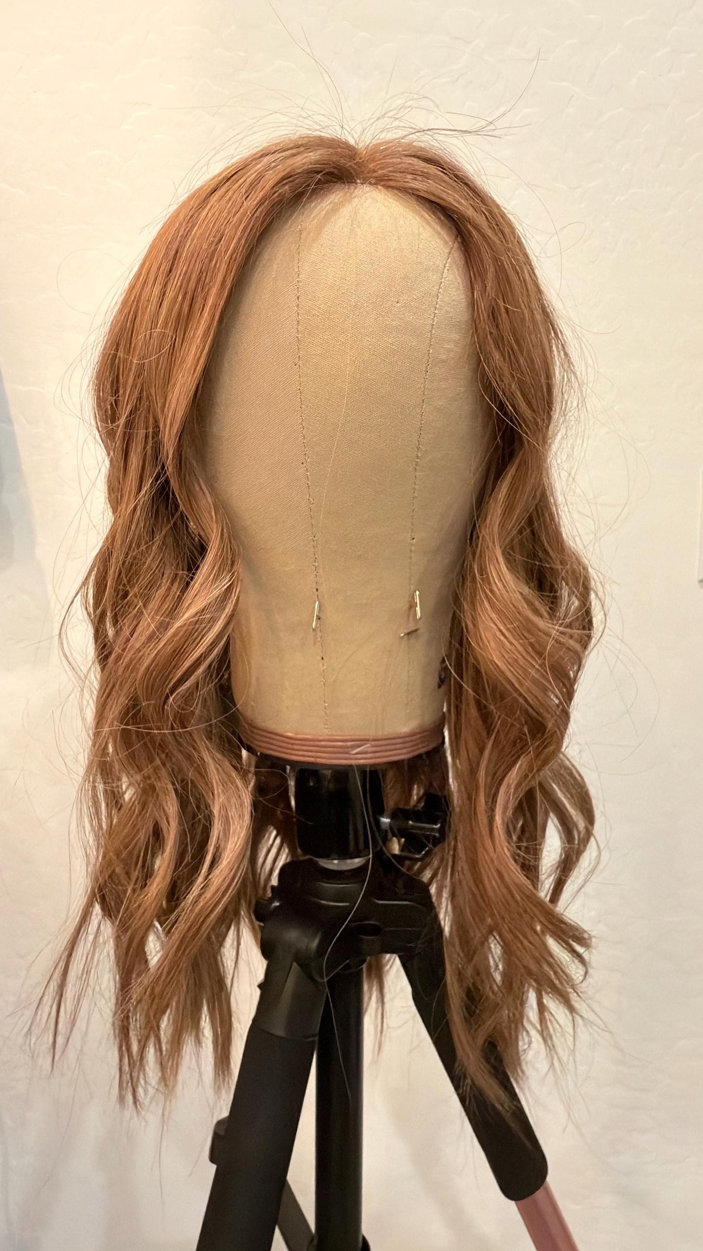 ERICA Custom-Made Clipless Human Hair Topper 18" | Glue-On Topper |8.75x 8.5 Monofilament | handtied Hairpiece density 170gm