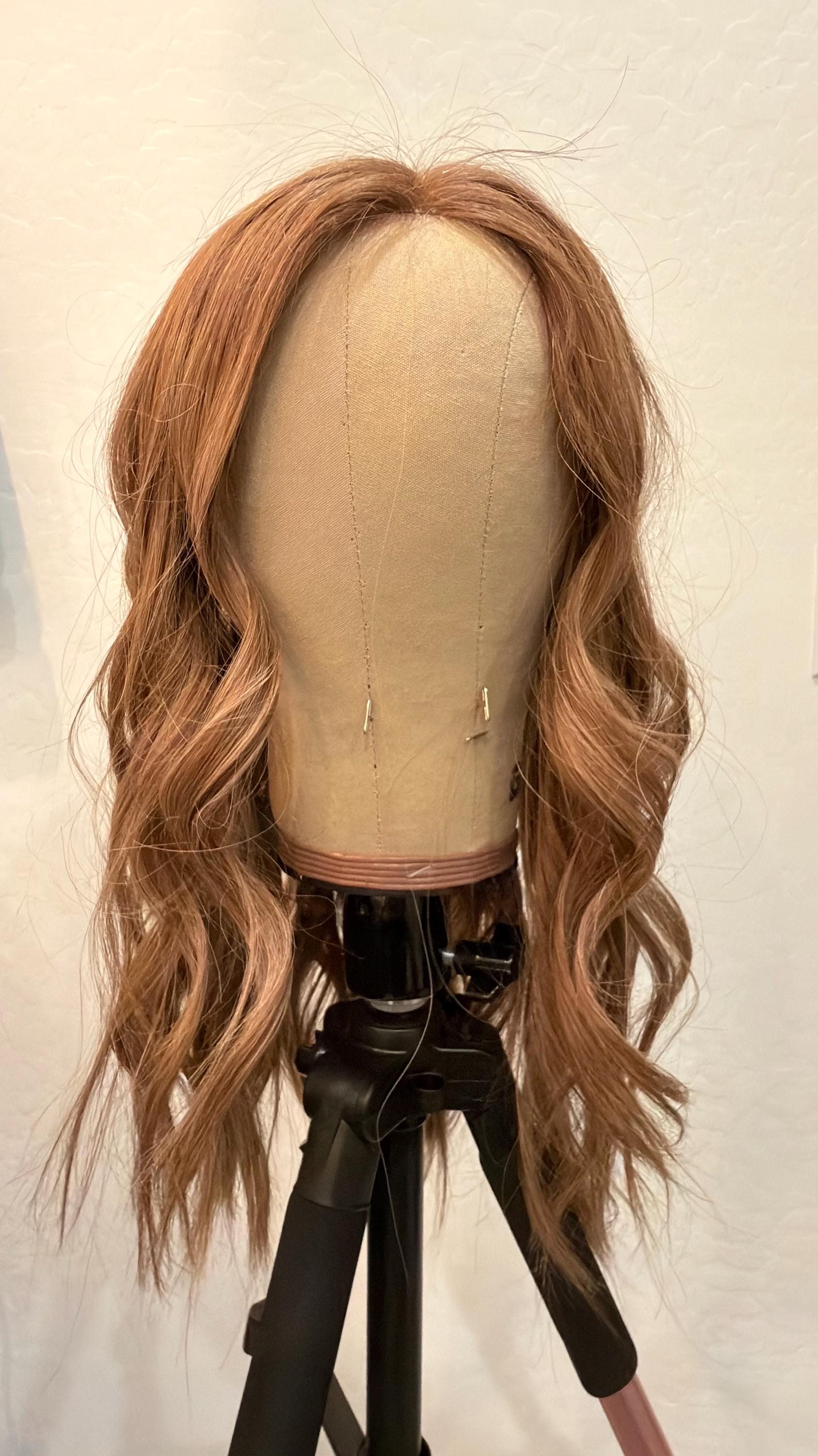 ERICA Custom-Made Clipless Human Hair Topper 18" | Glue-On Topper |8.75x 8.5 Monofilament | handtied Hairpiece density 170gm
