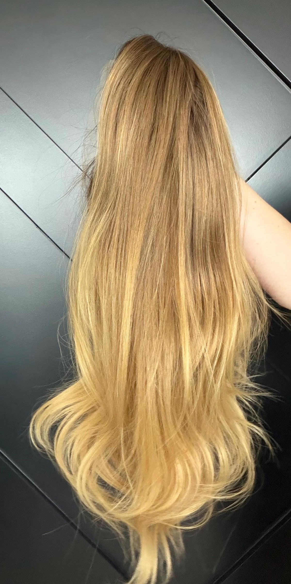 CLEO Layered Brazilian Virgin Human Hair Wig | Medium Density 13x6 Lace Front Wig | Soft Golden Blonde Vtabs | 18”-26” Bleached Knots