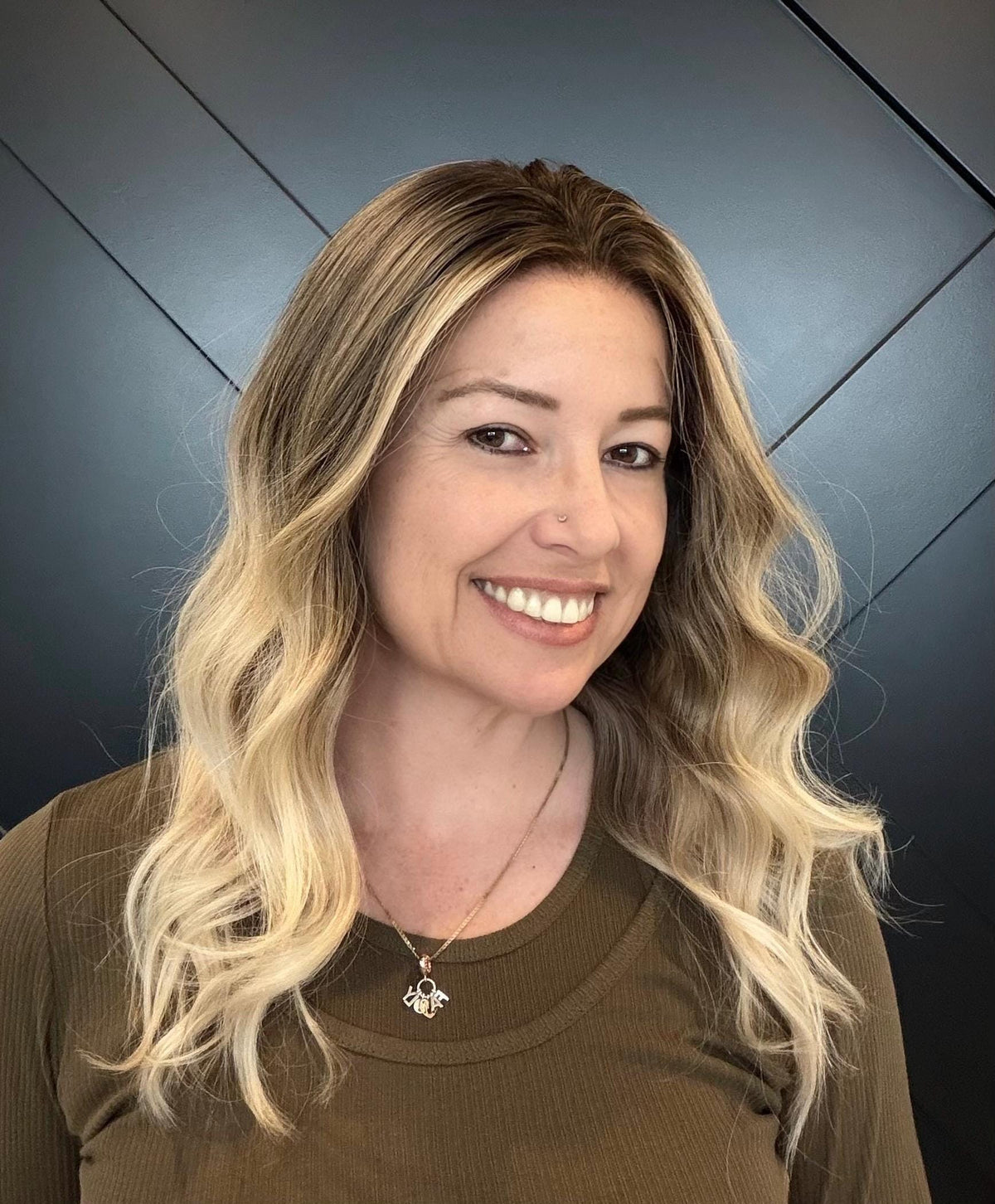 NADIA Layered Brazilian Virgin Human Hair Wig | Medium Density 5x5.5” Lace Top Wig | 18-26” Light Blonde Balayage