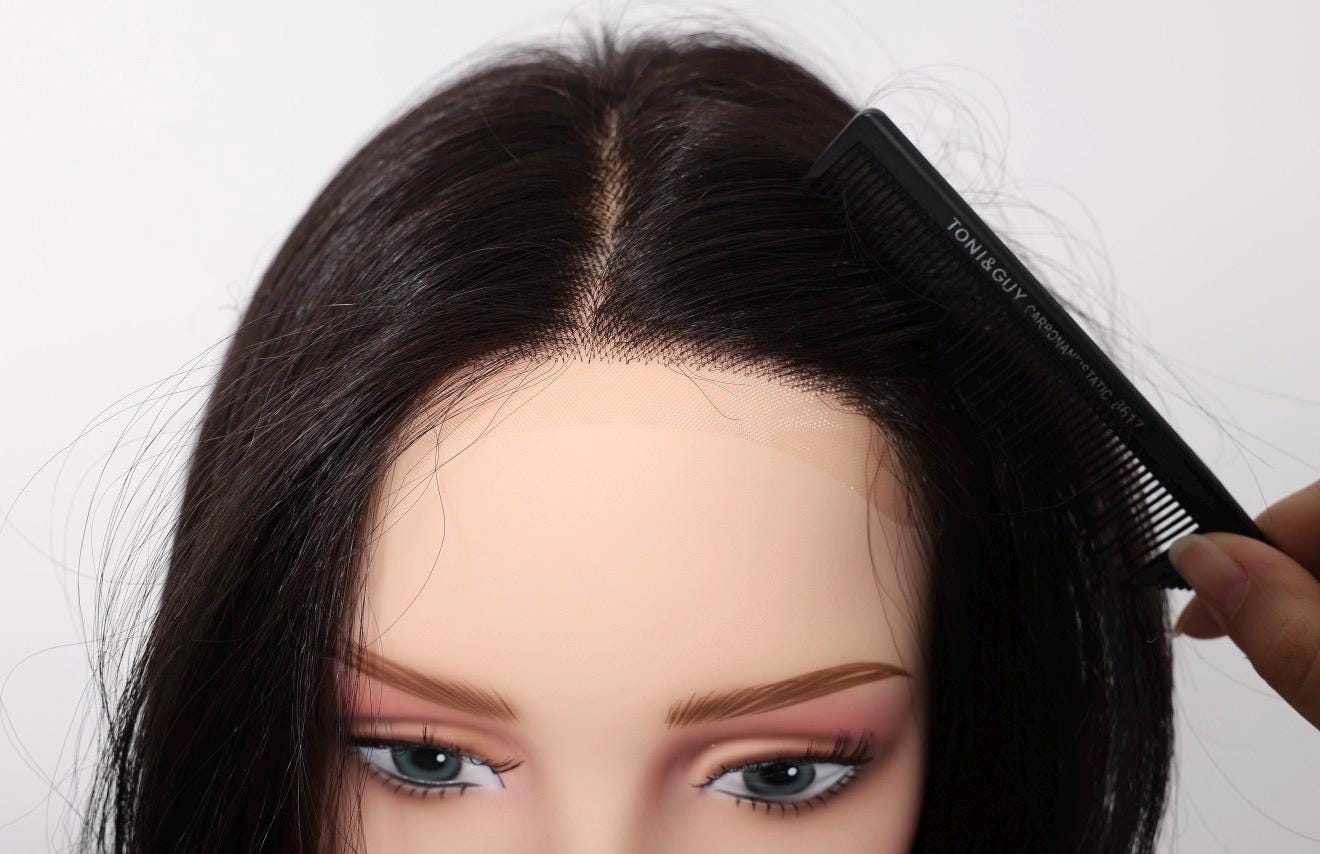 Monofilament Top Wig, Heat-Resistant Futura Fiber, Natural Black, 20" Layers PARCE