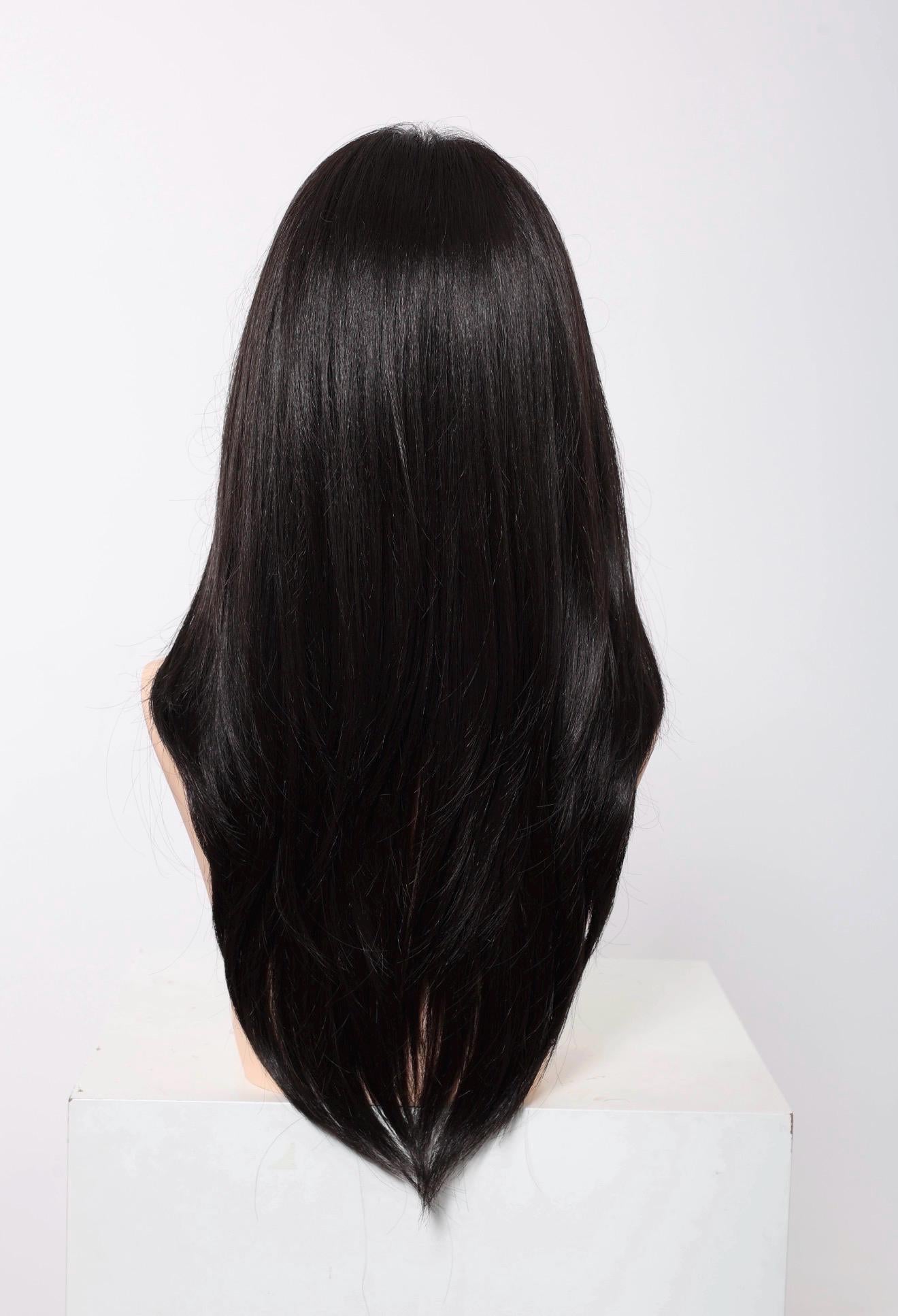 Monofilament Top Wig, Heat-Resistant Futura Fiber, Natural Black, 20" Layers PARCE