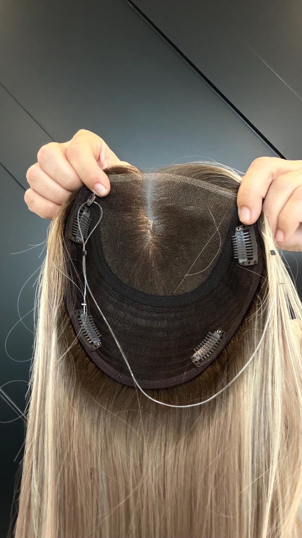 BAILEY Slavic Human Hair Topper 12”-14"-16" | 6.5”x7” Closed Lace with Halo| Low Density | Medium Bronde with Golden Highlights