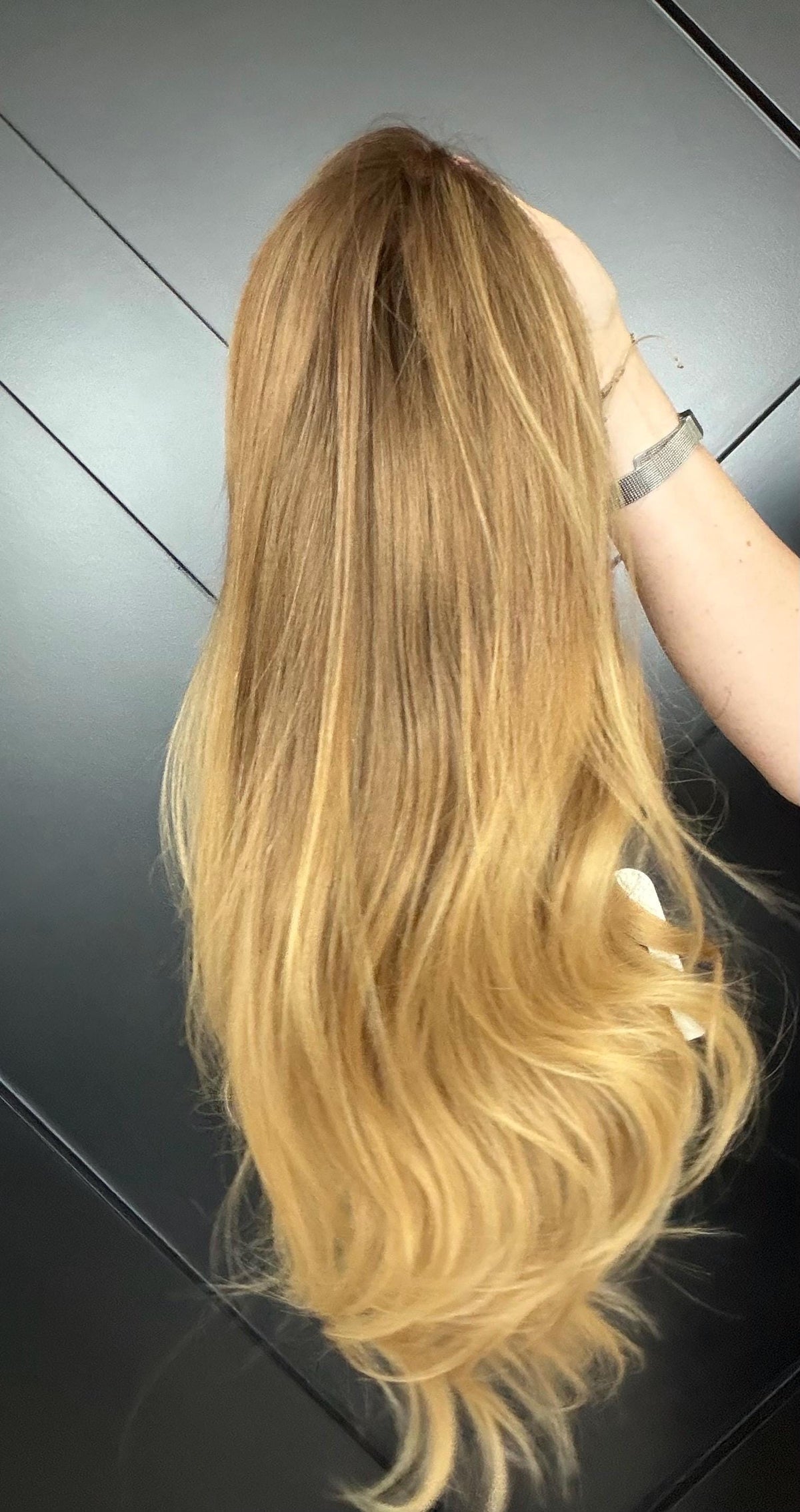 CLEO Layered Brazilian Virgin Human Hair Wig | Medium Density 13x6 Lace Front Wig | Soft Golden Blonde Vtabs | 18”-26” Bleached Knots