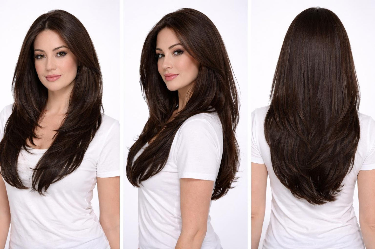 Dark Brown 20" Monofilament Top Wig, Heat-Resistant Futura Fiber, Natural Density CAFE