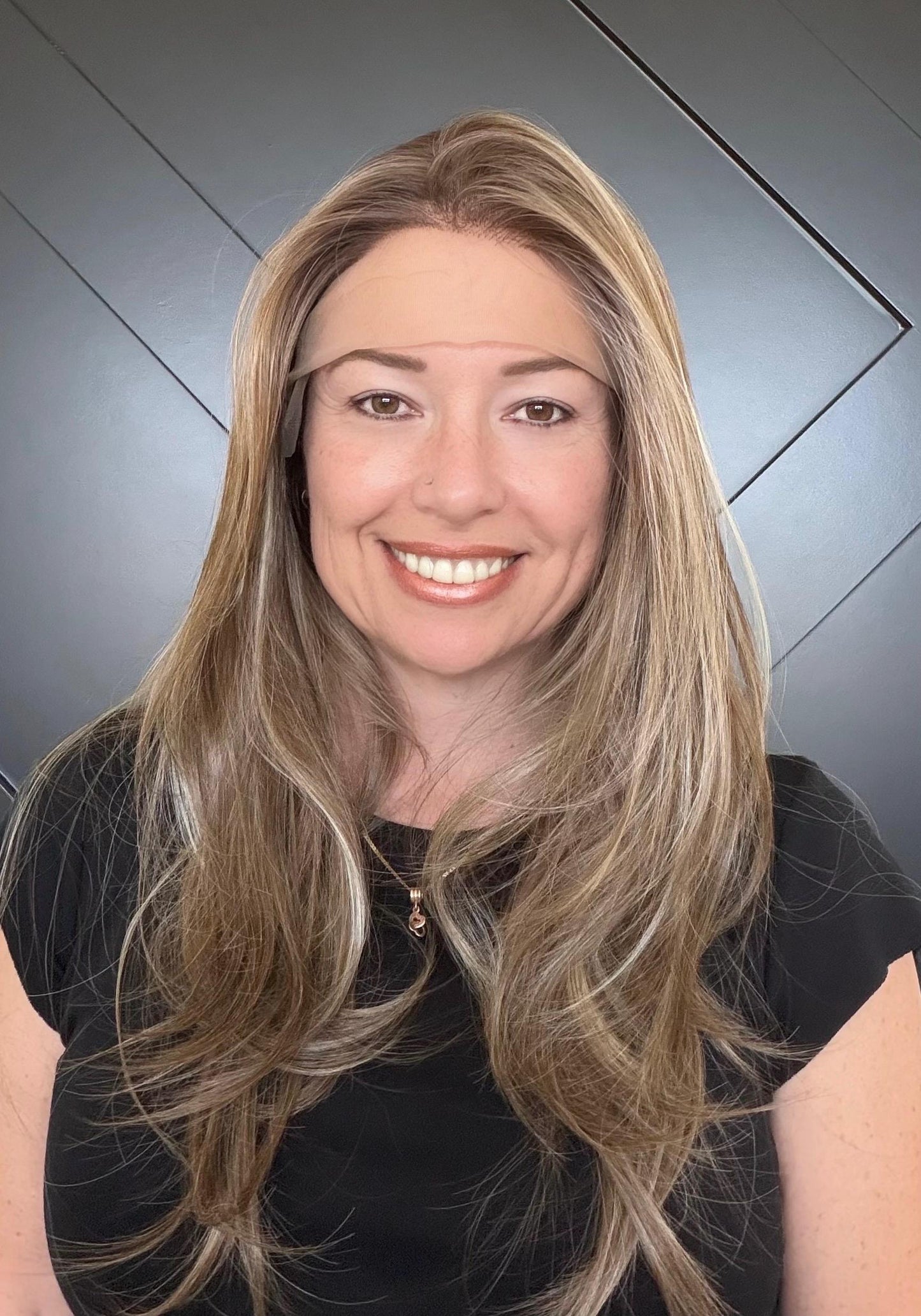 30" Lace Front Wig – Heat-Resistant Futura Fiber, Highlight Blonde Balayage Natural density Layered Haircut customization available RIO