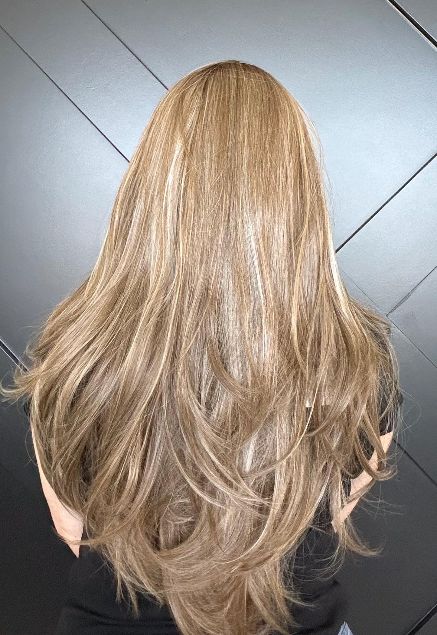 22-30" Lace Front Wig Heat-Resistant Futura Fiber, Highlight Blonde Balayage Natural density Layered Haircut customization available JANEIRO