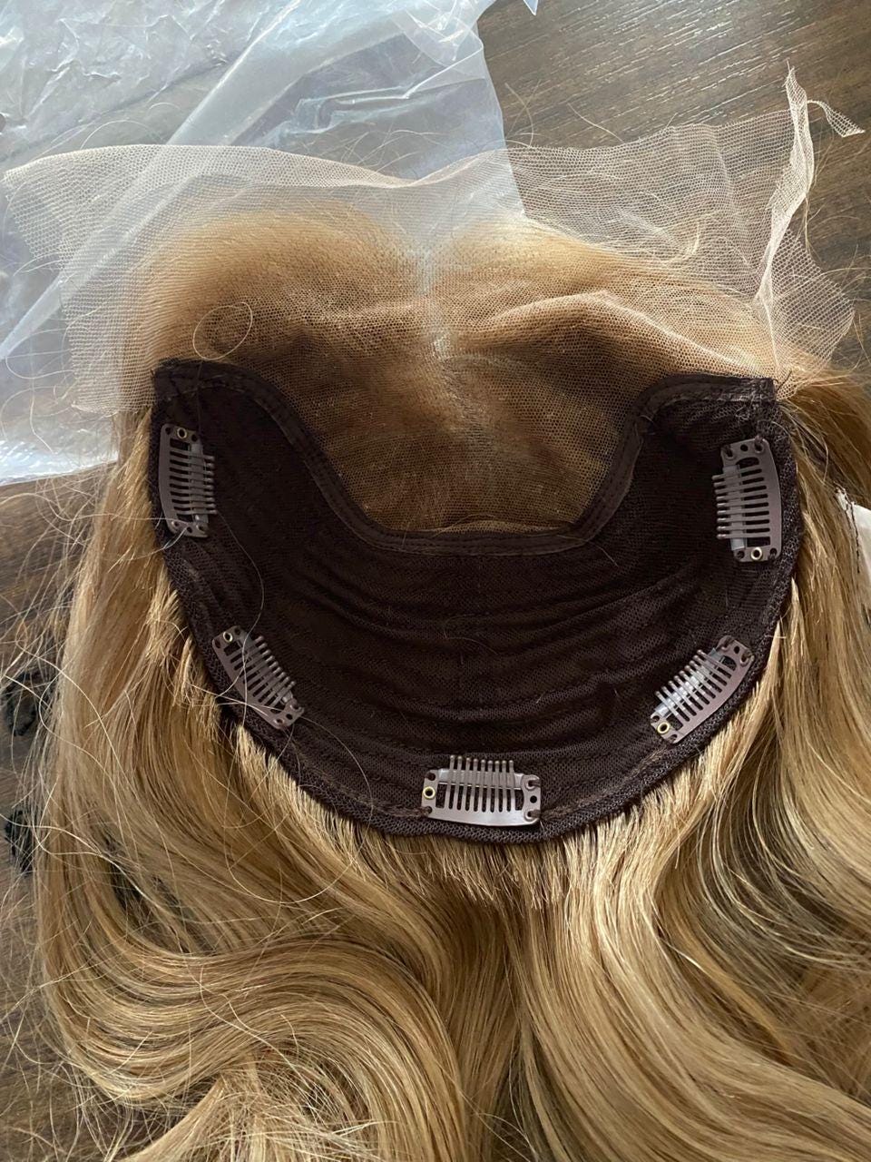 BETTY 20” Ukanian hair lace Top Human Hair Topper w/silk liner – Ukrainian Hair Beige Blonde | 7x7 Base | Clip-In Topper natural density