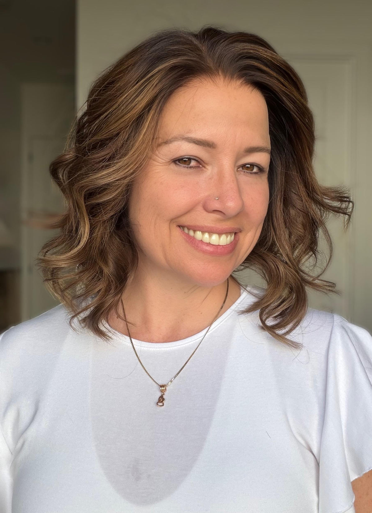 TIRAMISU Layered Brazilian Remy Human Hair Wig | 13x6 Lace front Wig | Warm bronde balayage | 16” Bleached Knot natural density