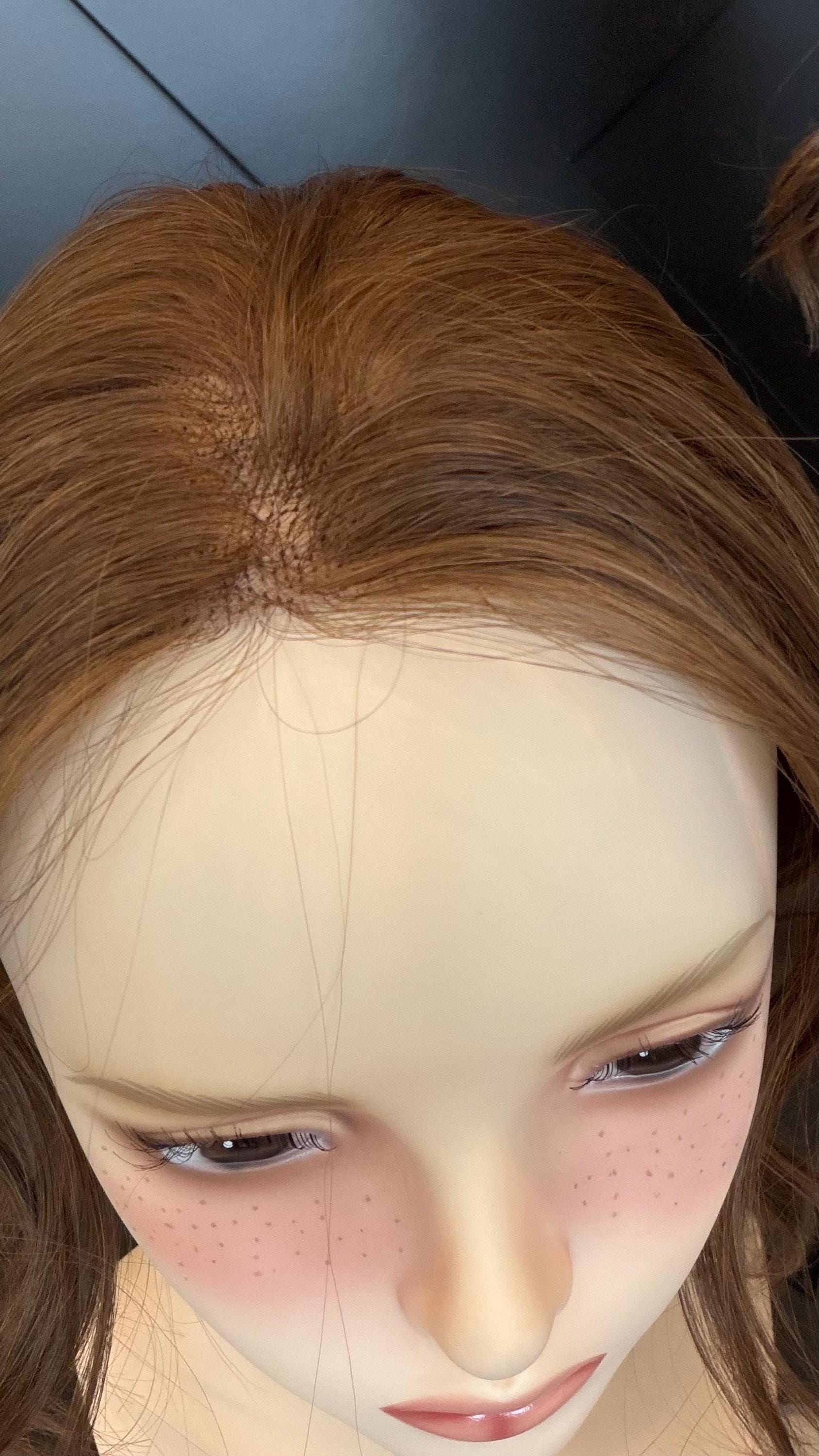 Human Hair T-Shaped Hairline Topper 2x6 + 3x2 | Halo | Receding Hairline | Thinning Hair & Alopecia | 12" | ANABEL Final Sale