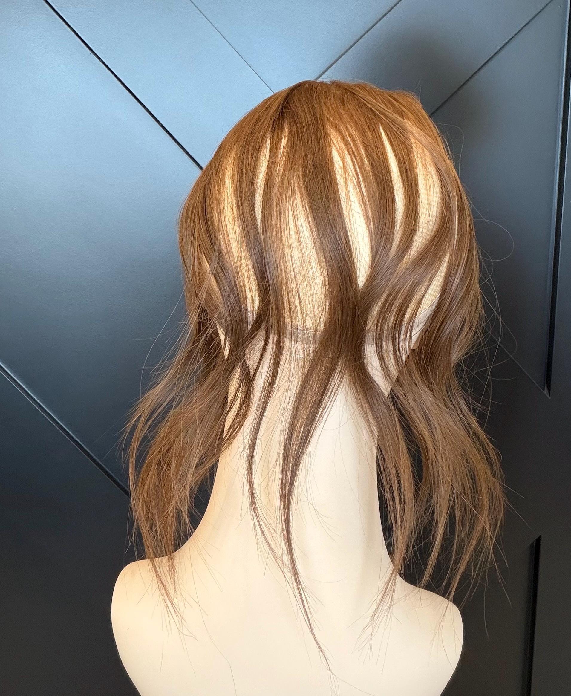 Human Hair T-Shaped Hairline Topper 2x6 + 3x2 | Halo | Receding Hairline | Thinning Hair & Alopecia | 12" | ANABEL Final Sale