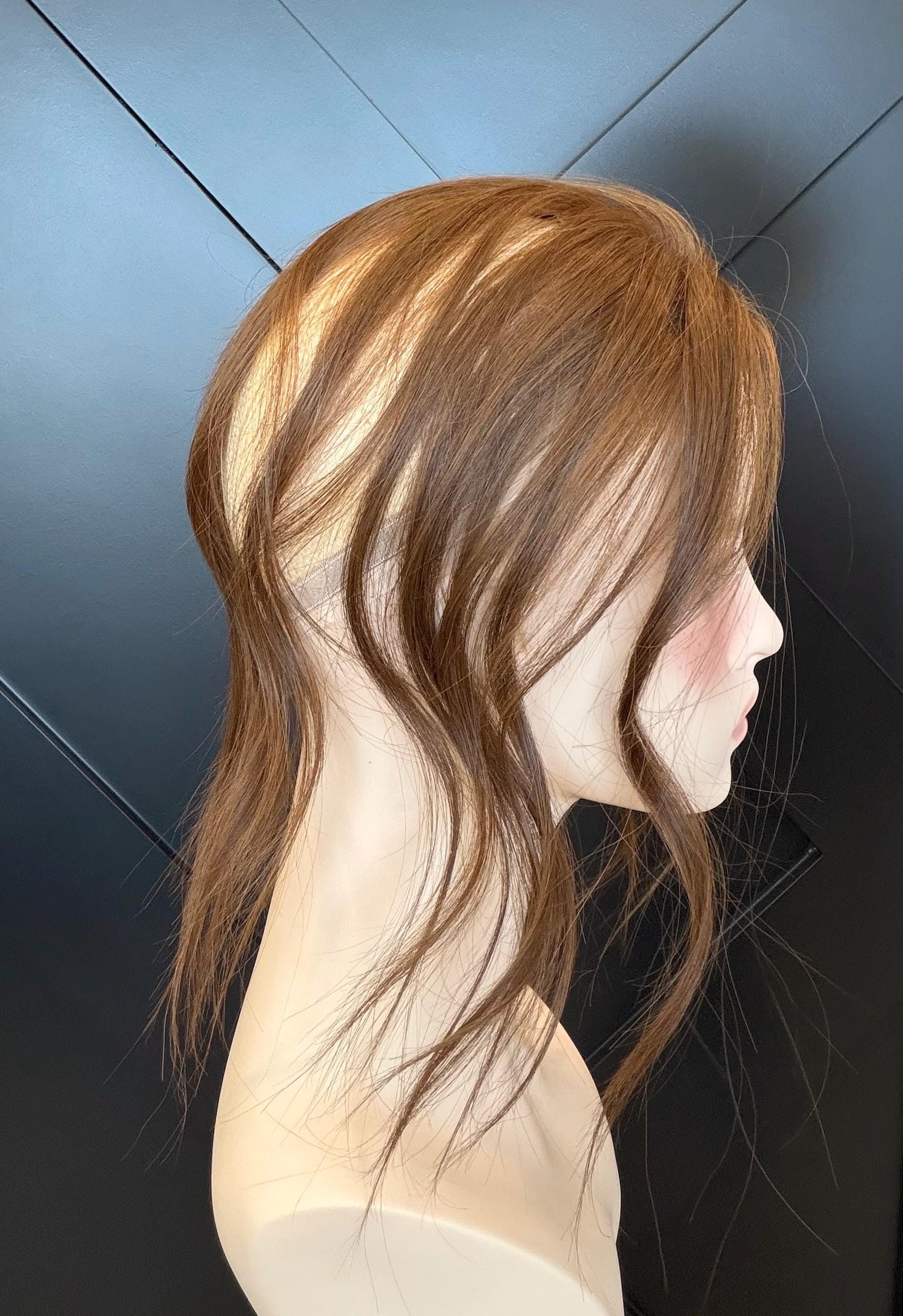 Human Hair T-Shaped Hairline Topper 2x6 + 3x2 | Halo | Receding Hairline | Thinning Hair & Alopecia | 12" | ANABEL Final Sale