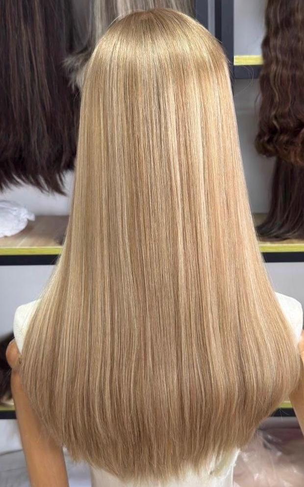 SUNCITY hair lace Top Human Hair wig w/silk liner – Ukrainian Hair Beige Blonde | natural density 14-20”